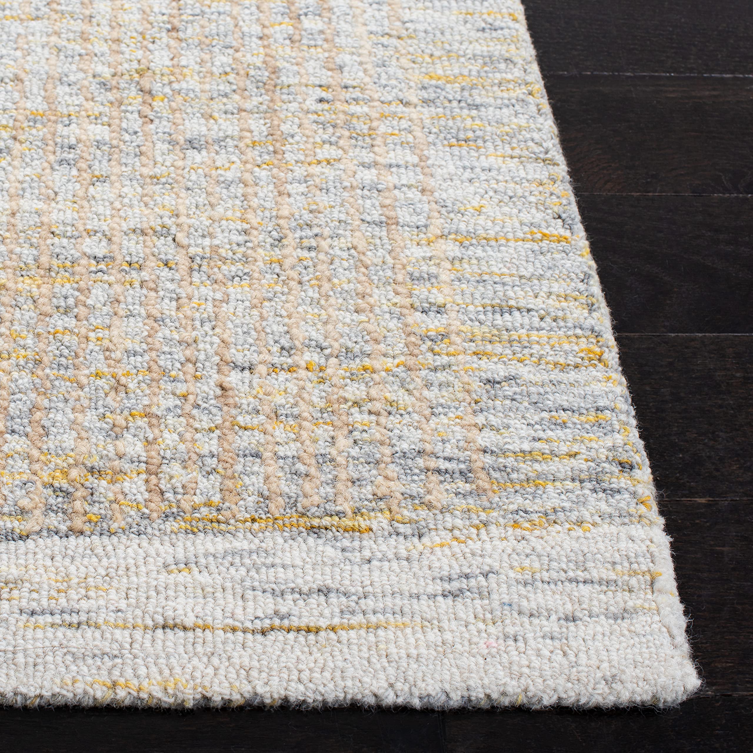 SAFAVIEH Metro Collection 6'x6' Square Ivory Grey Wool Area Rug - Handmade Premium Living Room, Dining Room & Bedroom Rug for Cozy Home Decor