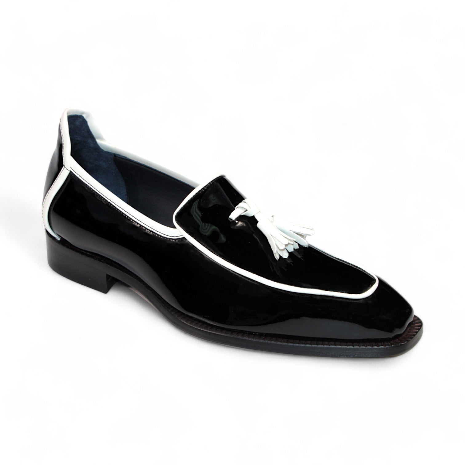 Duca Di Matiste Fano Men's Leather Dress Shoes - Black & White Oxfords for Business & Formal Occasions - Perfect for Weddings, Office & Special Events