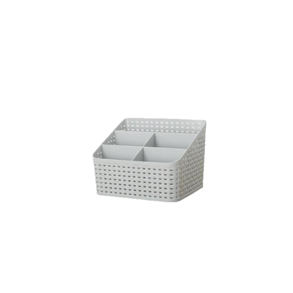 Ttiy Plastic Makeup Organizer Storage Box with Hollow Design - Gray Cosmetic Case for Vanity, Bathroom & Travel | Compact Tabletop Beauty Organizer for Brushes, Lipsticks & Skincare