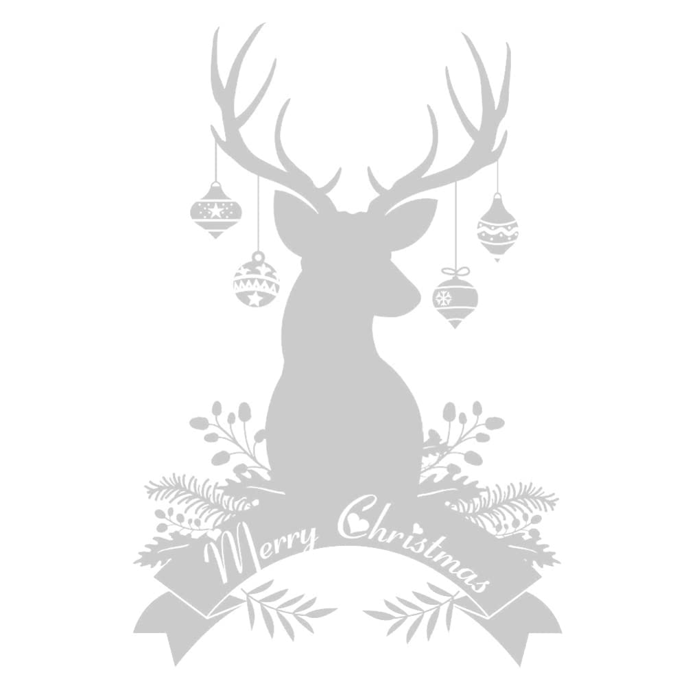 Premium Self-Adhesive Deer Window Sticker - Christmas Reindeer Decal, Waterproof PVC Film for Luxury Shop & Home Winter Decor, 23 x 34 Inch Silver - Perfect for Holiday Storefronts, Living Room & Office Windows