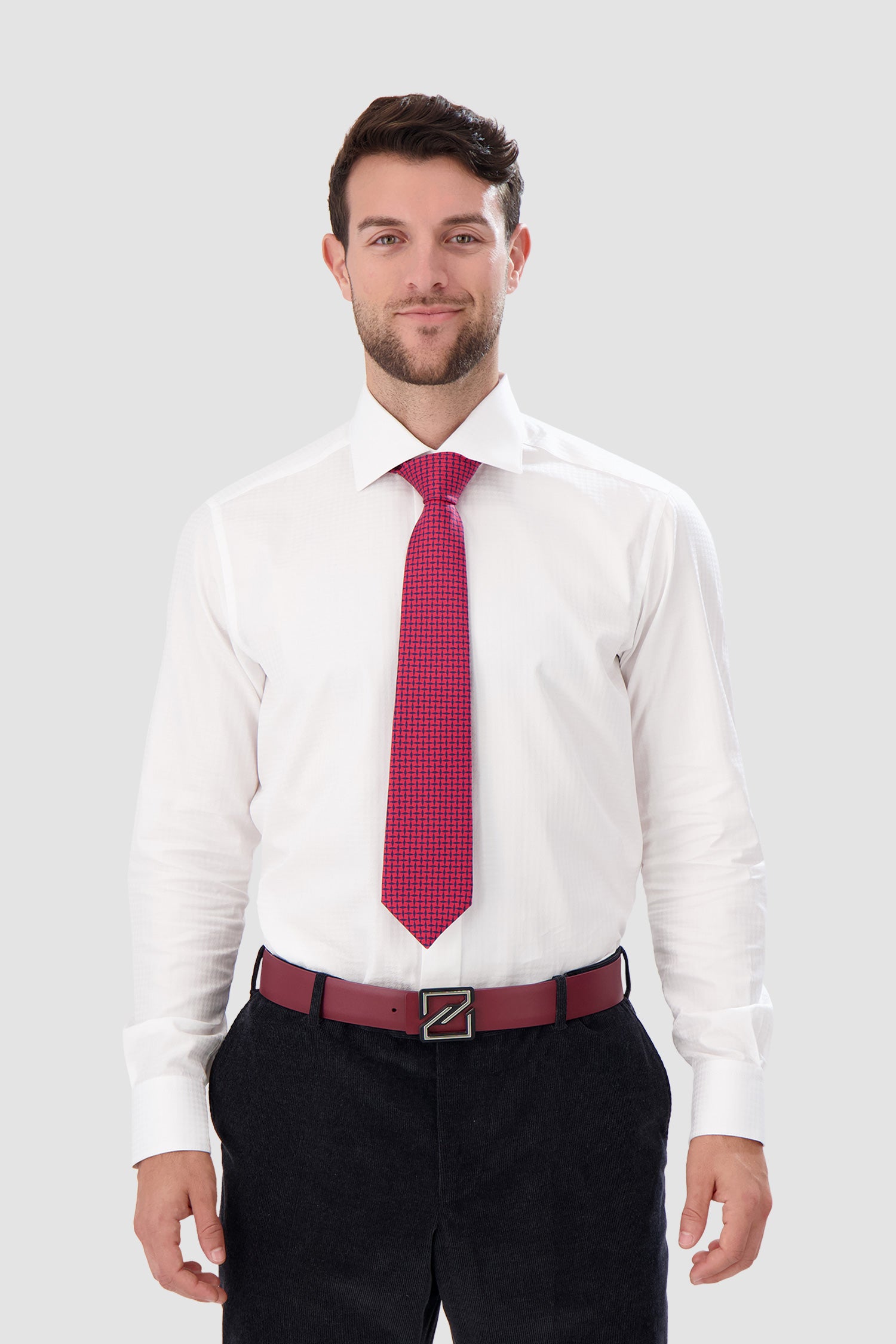 Kiton Red & Navy Silk Tie for Men | Luxury Italian Necktie for Business, Weddings & Formal Events