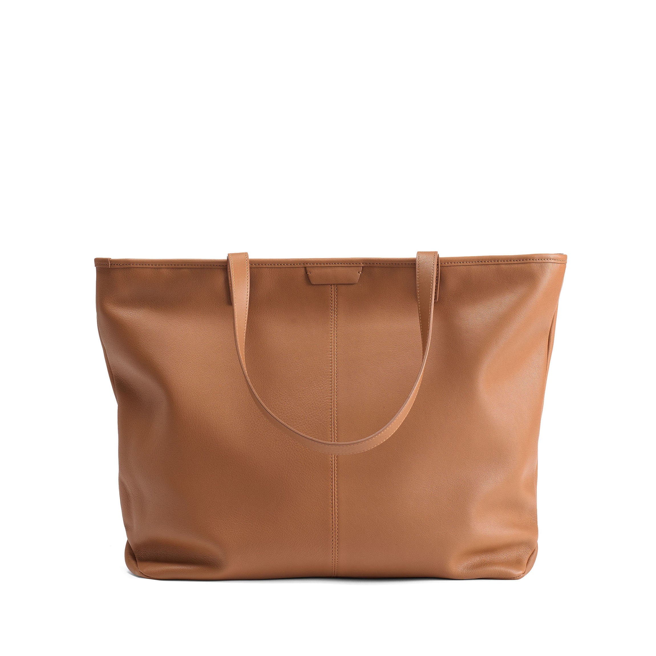 Premium Large Zippered Downtown Tote Bag in Cognac Brown - Stylish Work Bag, Travel Carryall & Everyday Purse for Women | Perfect for Office, Commute & Shopping
