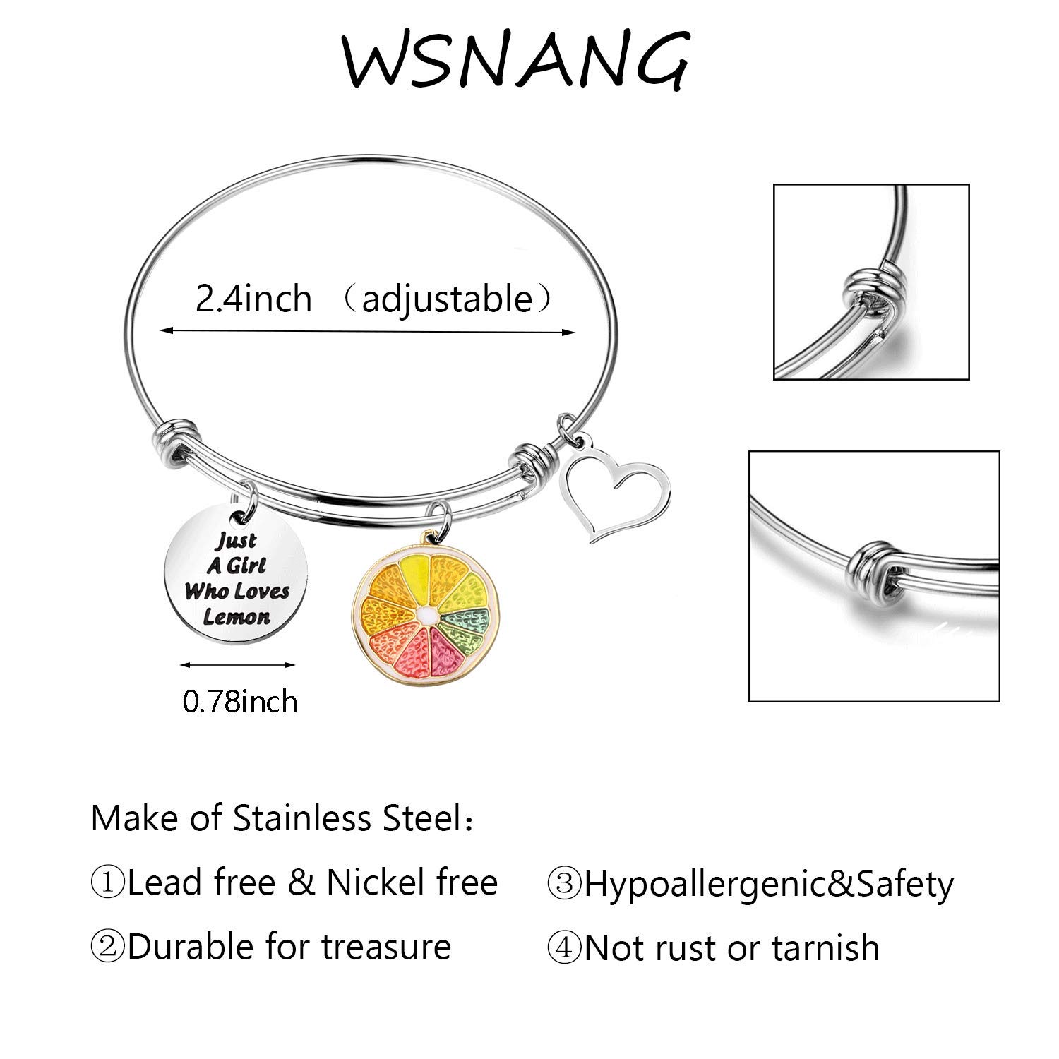 WSNANG Lemon Bracelet - Cute Fruit Lemon Jewelry Gift for Lemon Lovers - Perfect for Summer Outfits, Birthday Presents & Lemon-Themed Parties