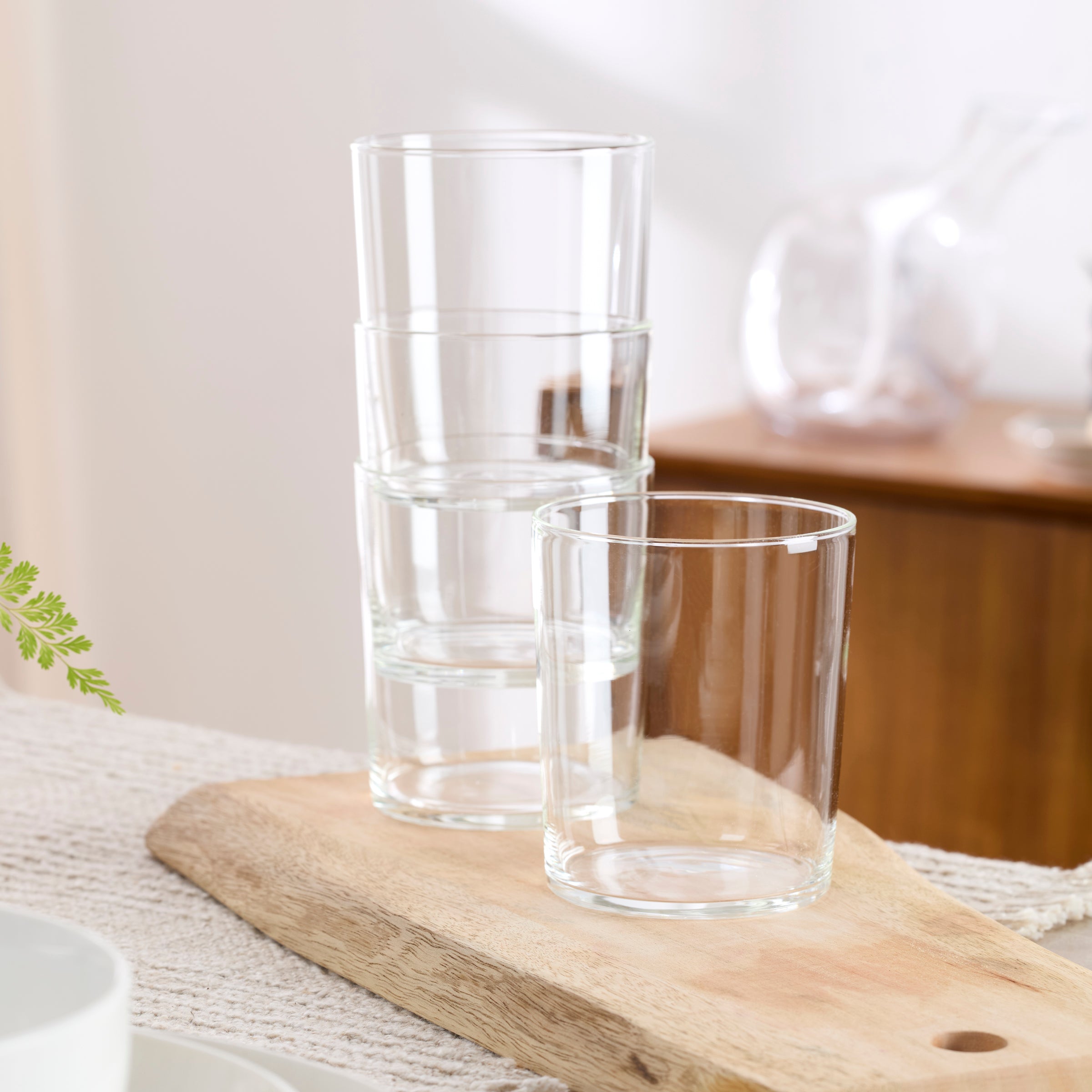 Stackable Clear Short and Tall Drinking Glasses Set of 12 - Perfect for Parties, Restaurants, and Home Entertaining