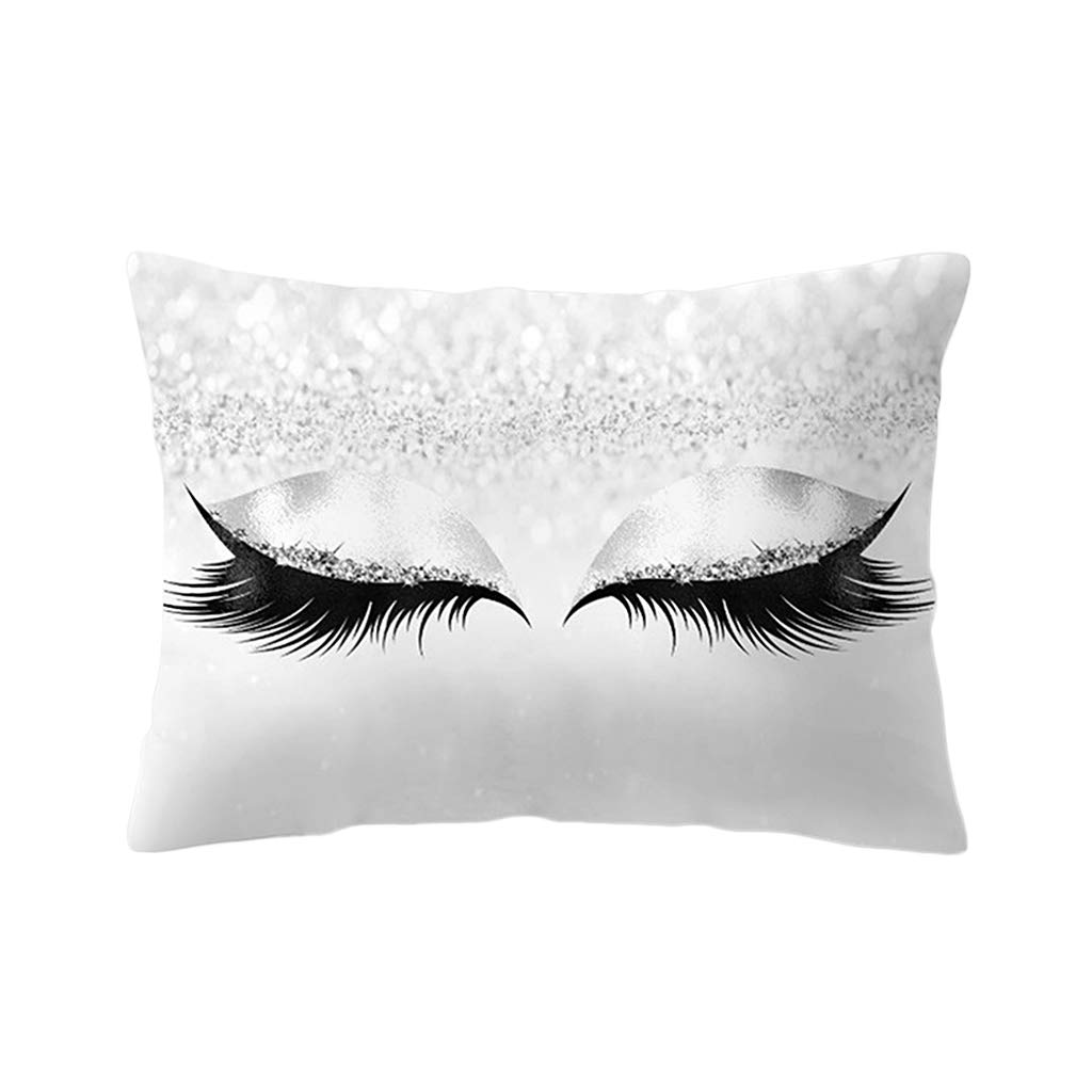 Golden Glitter Eyelashes Print Throw Pillow Covers - Soft Rectangle Decorative Cushion Cases for Sofa, Bed, Living Room & Home Decor - Perfect for Accent Pillows, Gifts, and Cozy Interior Design