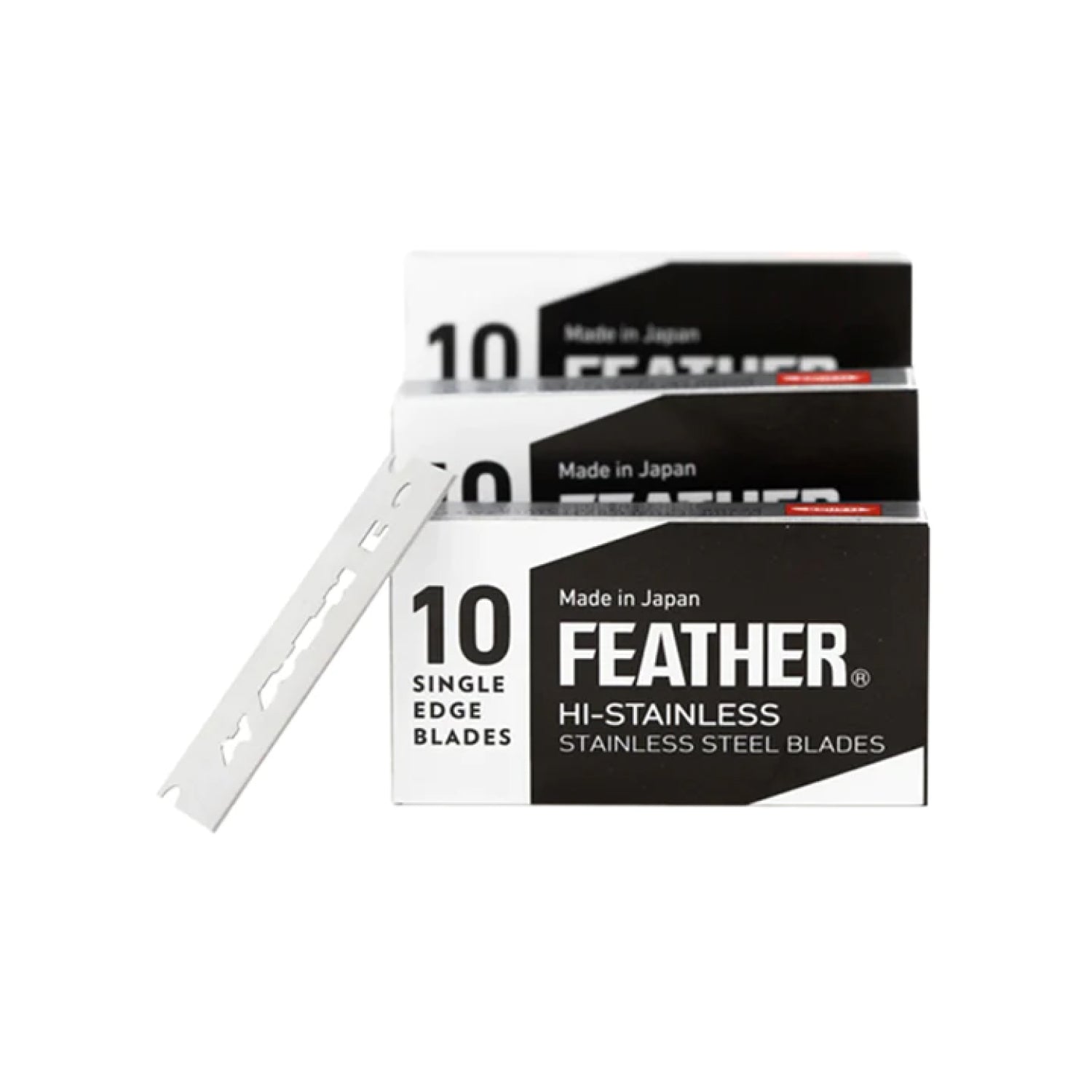 FHS 10 Feather Blades - Premium Stainless Steel Razor Blades for Smooth Shaving - Ideal for Men's Grooming, Barber Shops & Travel Shaving Kits