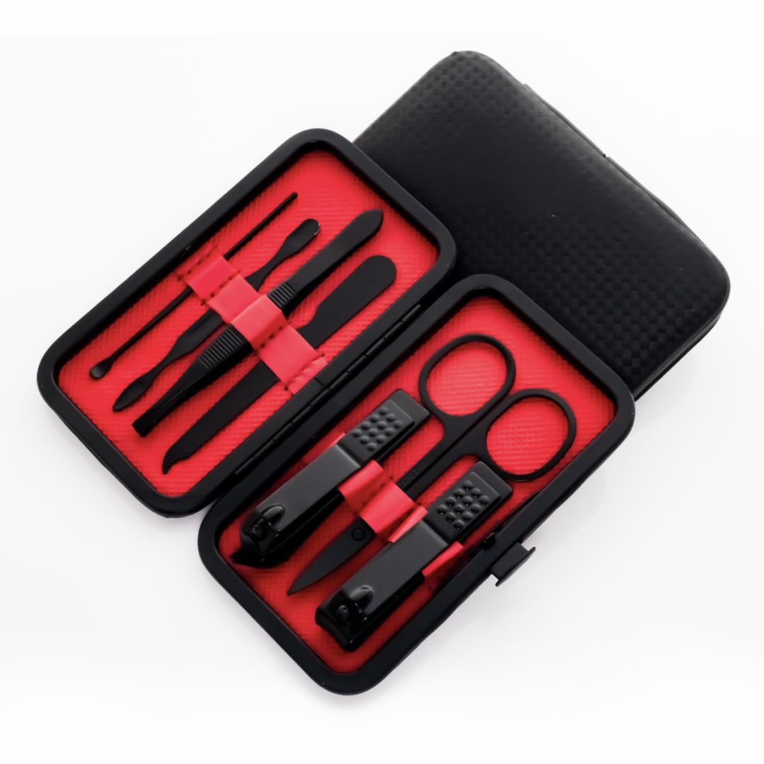 Premium Stainless Steel Manicure & Pedicure Kit - 7-Piece Set with Nail Clippers, Scissors, Tweezers, File & Ear Pick for Men & Women | Perfect for Travel, Home & Salon Use