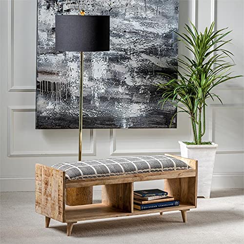 Crestview Collection Evolution Wood Storage Bench - Black & Brown - Entryway, Bedroom, Living Room Organizer & Seating Solution