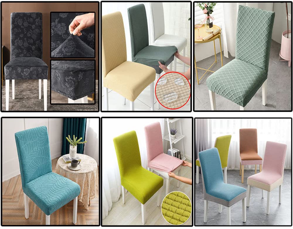 Waterproof Elastic Dining Chair Covers - 3 Pack Jacquard Stretchable Chair Slipcovers for Kitchen, Wedding, Banquet & Hotel Use - Purple Home Decor Accessories (Perfect for Indoor & Outdoor Events)