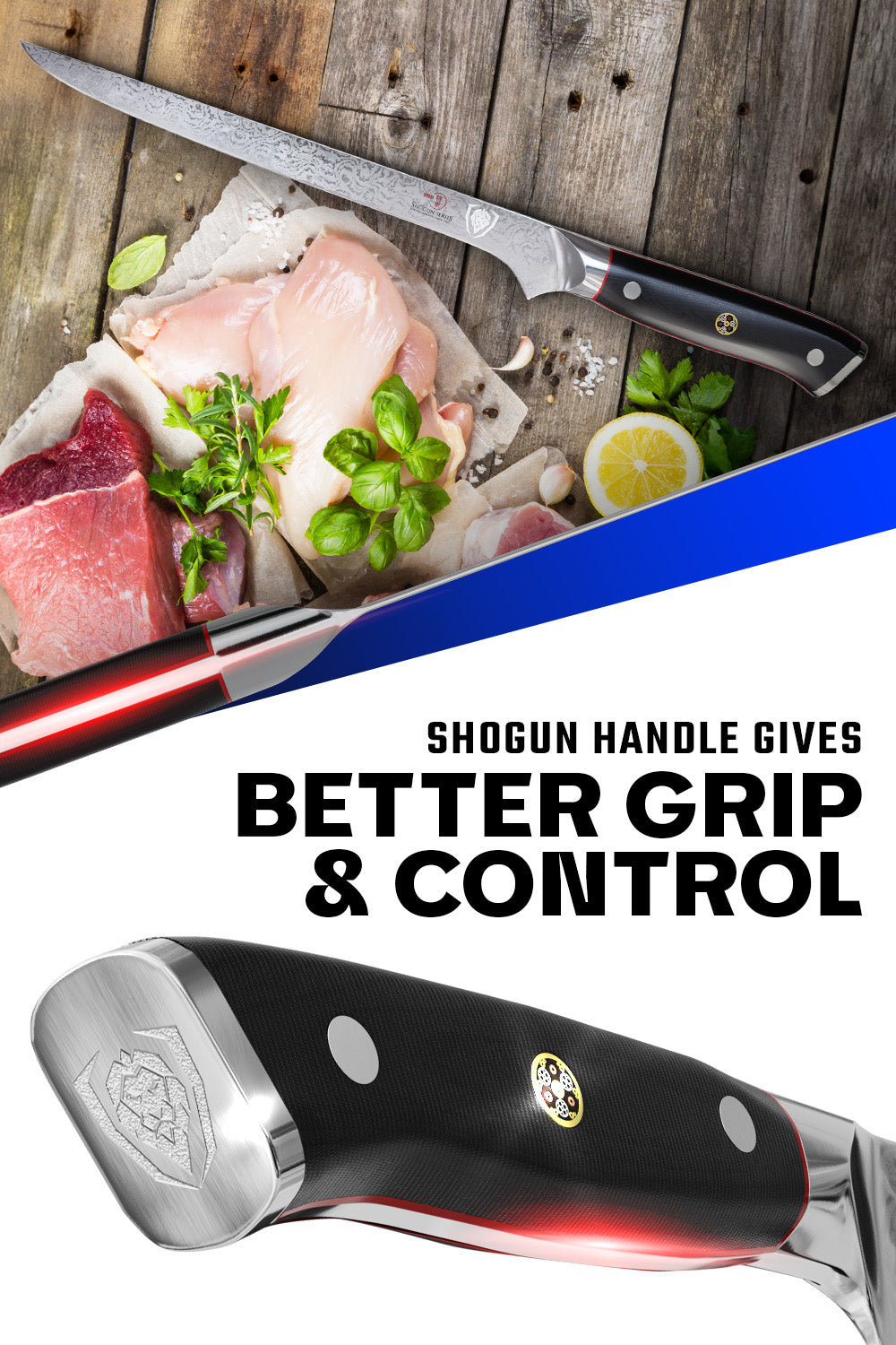 Dalstrong Shogun Series ELITE 8-Inch Boning Knife - Professional Kitchen Knife for Meat Cutting, Butchering & Food Preparation | High-Carbon Steel Blade with Ergonomic Handle
