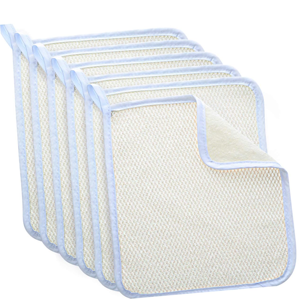 FRCOLOR 2-Pack Exfoliating Bath Towels - Dual-Sided Body Scrub Towel for Dead Skin Removal, Facial & Back Exfoliation | Soft Weave Washcloth for Spa, Shower & Skincare Routine (Beige)