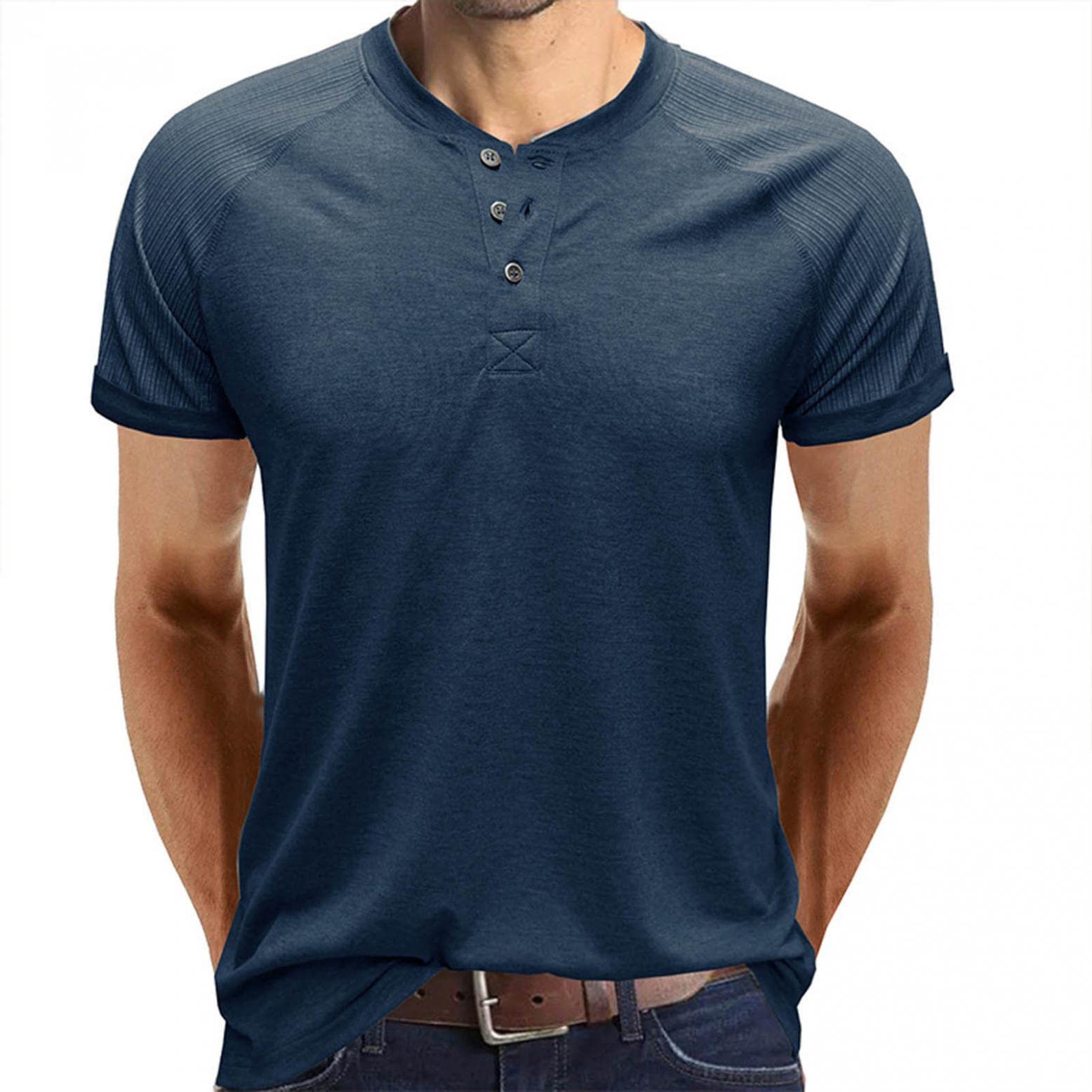 Men's Short Sleeve Henley T-Shirts with Button Placket - Plain Casual Summer Tees for Everyday Wear, Outdoor Activities & Relaxation
