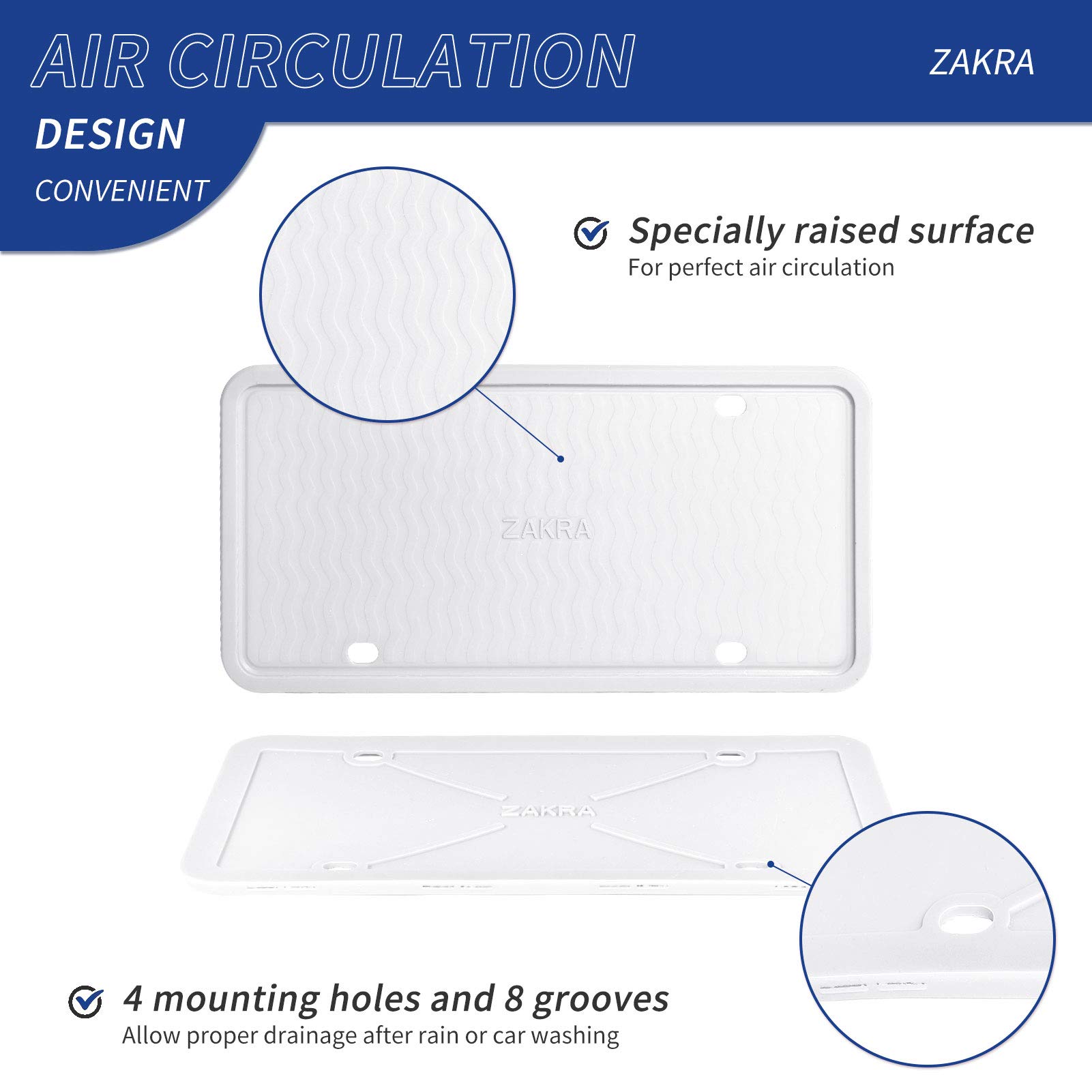 Premium 2-Pack Silicone License Plate Frames - Rustproof, Weatherproof & Rattle-Free (White) | Durable Car Accessories for All Vehicles | Ideal for Daily Commute & Road Trips