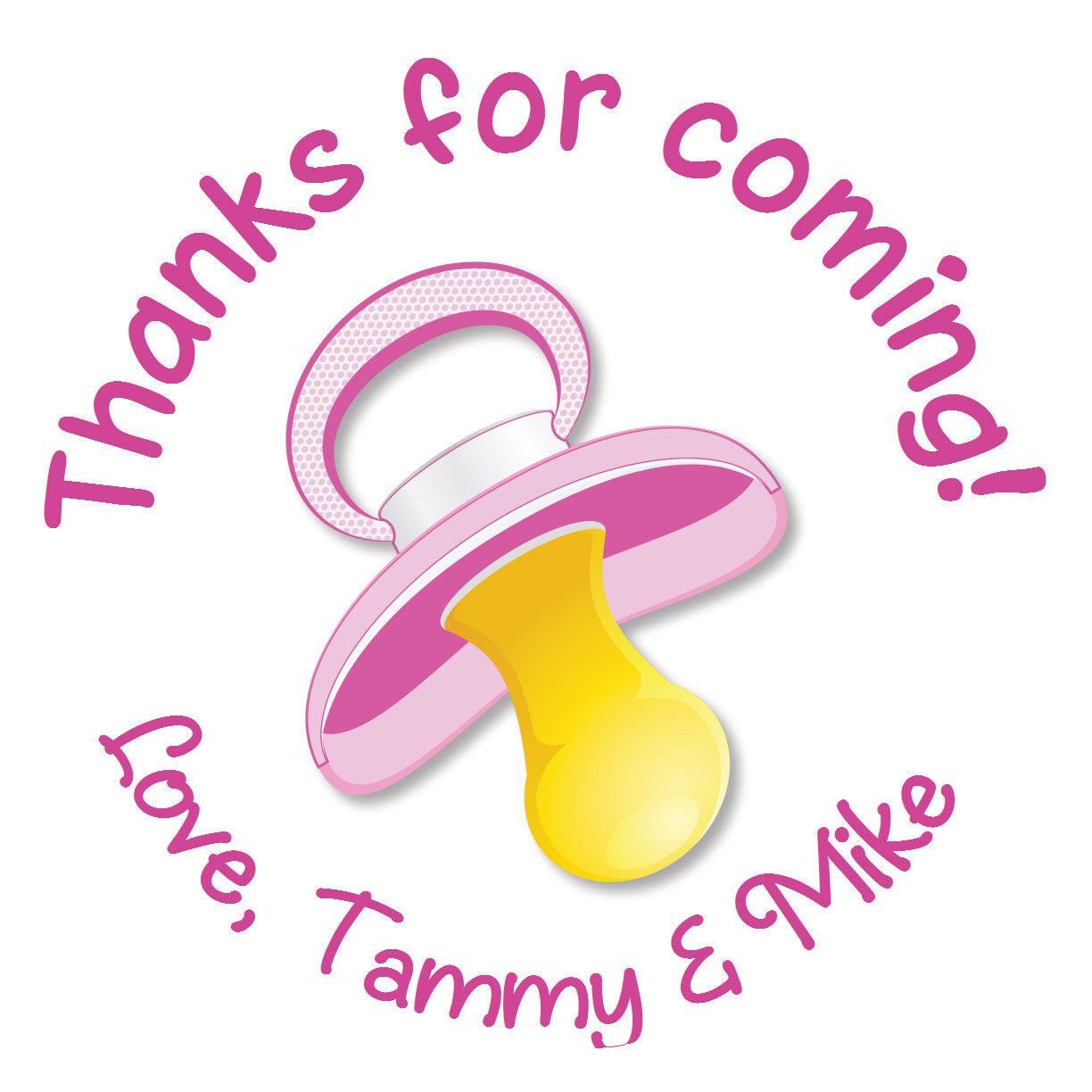 Personalized Pink Pacifier Stickers for Baby Girl - Cute Nursery Labels for Baby Showers, Gifts & Organization