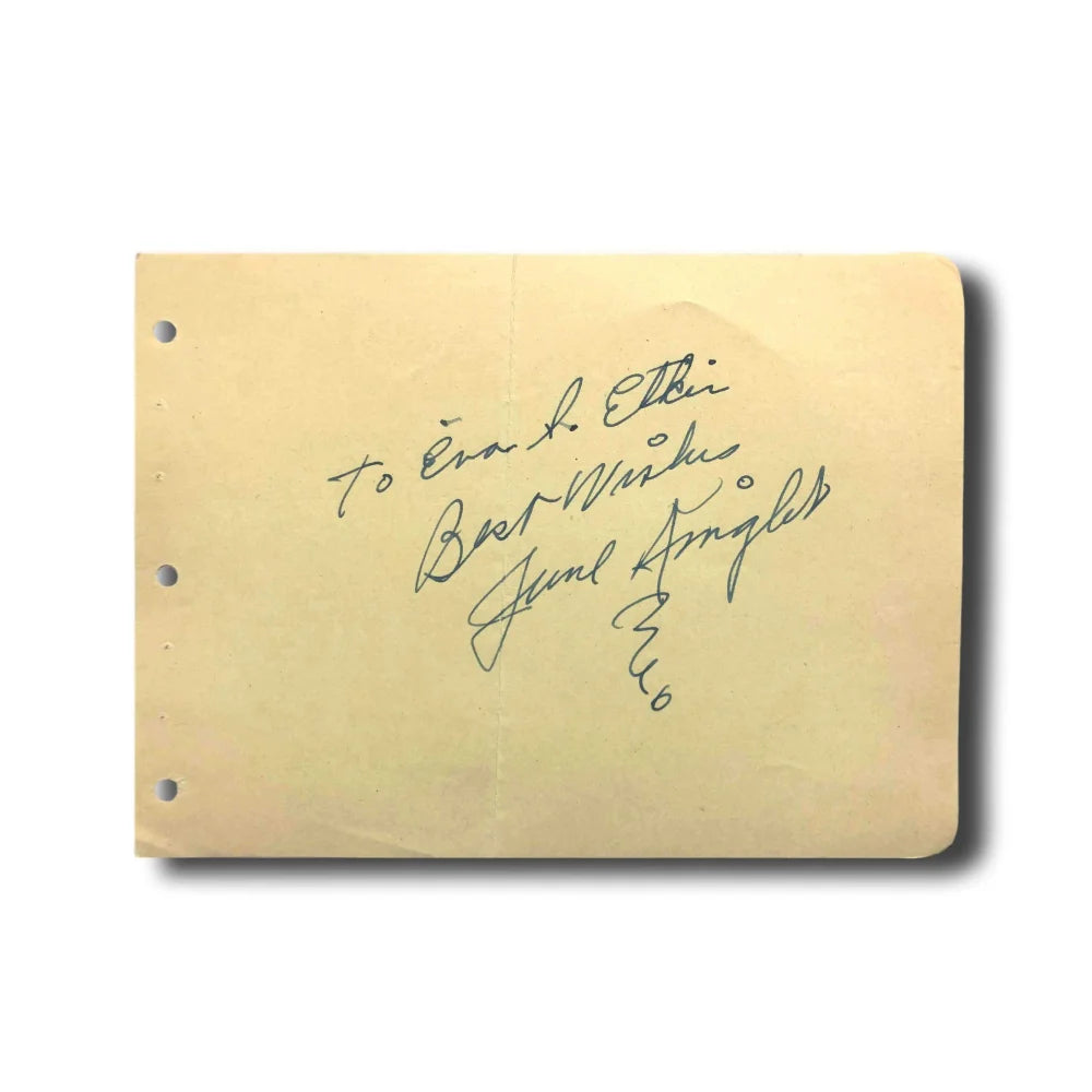 June Knight Hand Signed Album Page Cut with JSA COA - Vintage Autograph of Actress - Perfect for Collectors, Fans & Memorabilia Enthusiasts - Great for Framing, Display or Gift Giving