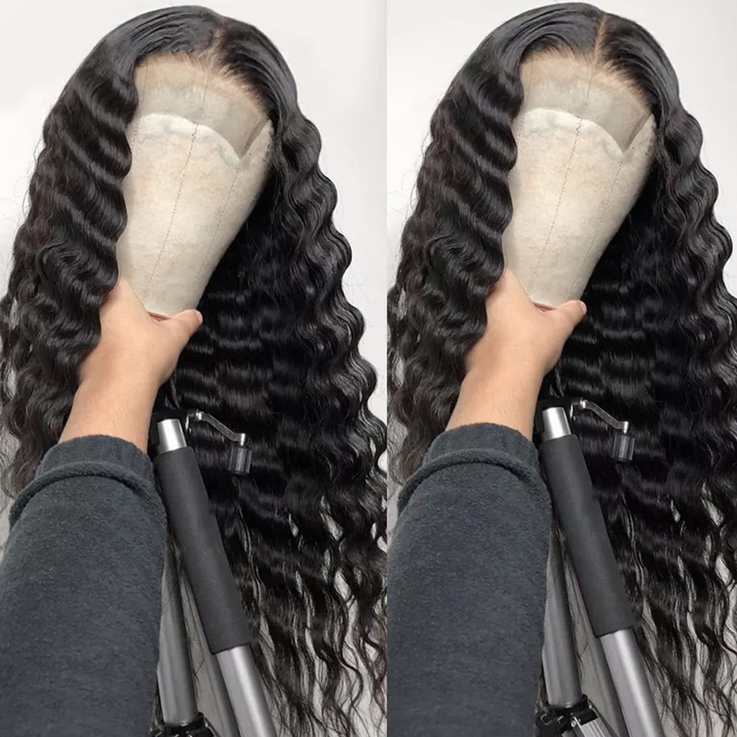 13x6 HD Transparent Deep Wave Lace Front Wig - Brazilian Human Hair Wigs for Women with Baby Hair | Glueless Curly Lace Frontal Wig | Pre-Plucked Natural Black (26 Inch) | Perfect for Daily Wear, Parties & Special Occasions