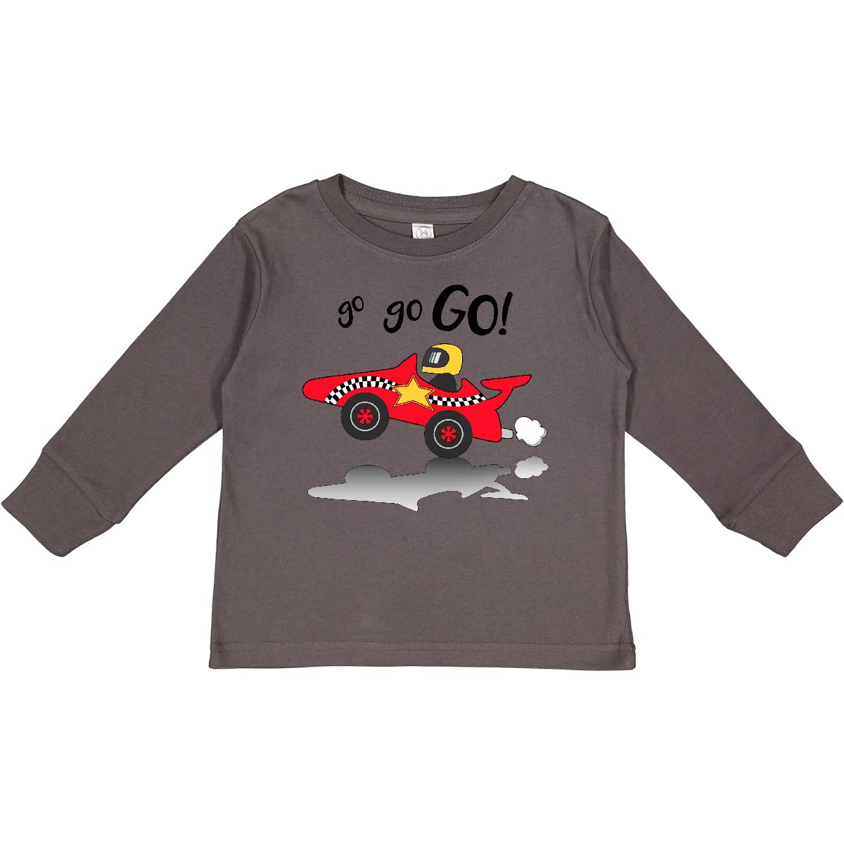 Inktastic Go Go Go Red Racing Car Toddler Long Sleeve T-Shirt - Cute Boys' Graphic Tee for Racing Fans, Playdates & Casual Outfits