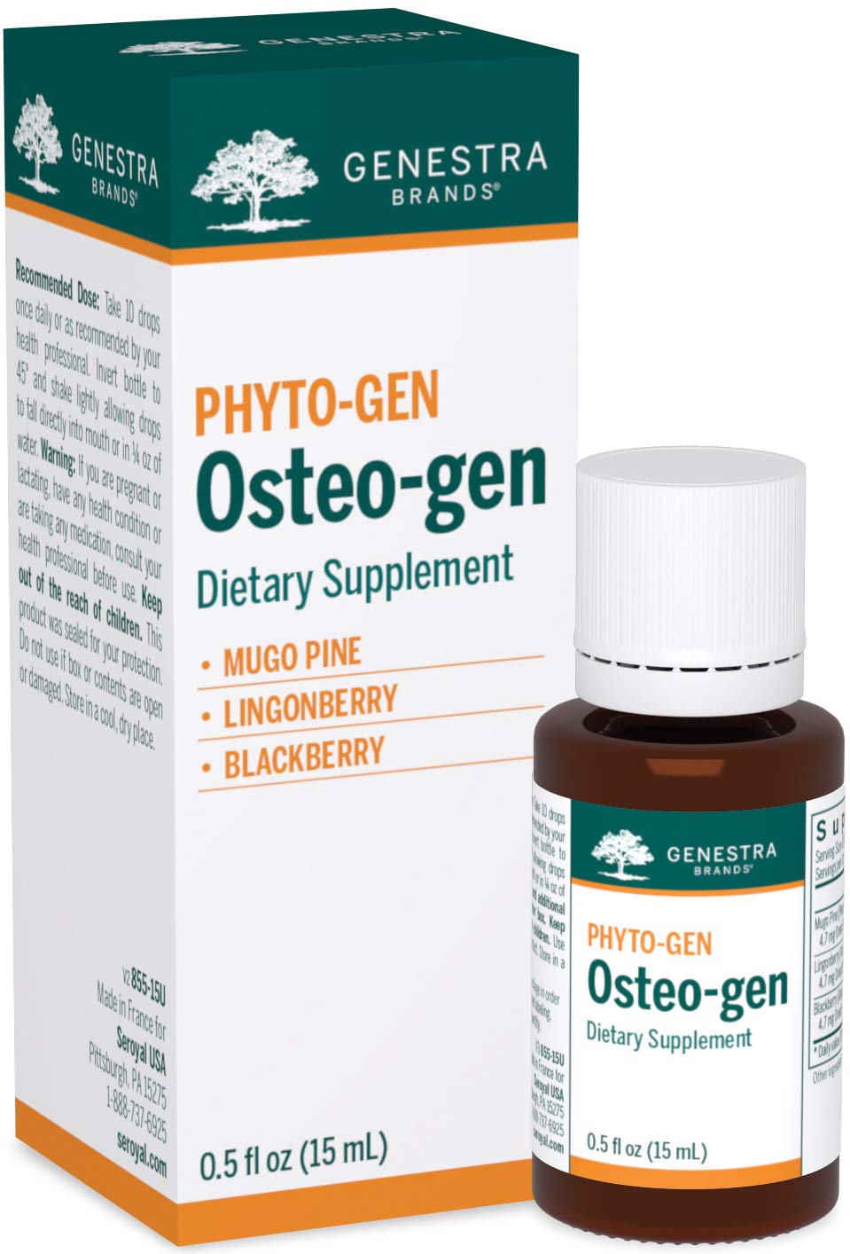 Genestra Brands Osteo-gen Herbal Supplement with Mugo Pine, Lingonberry & BlackBerry Extract (0.5 fl oz) - Supports Bone & Joint Health - Perfect for Active Lifestyles & Natural Wellness Routines