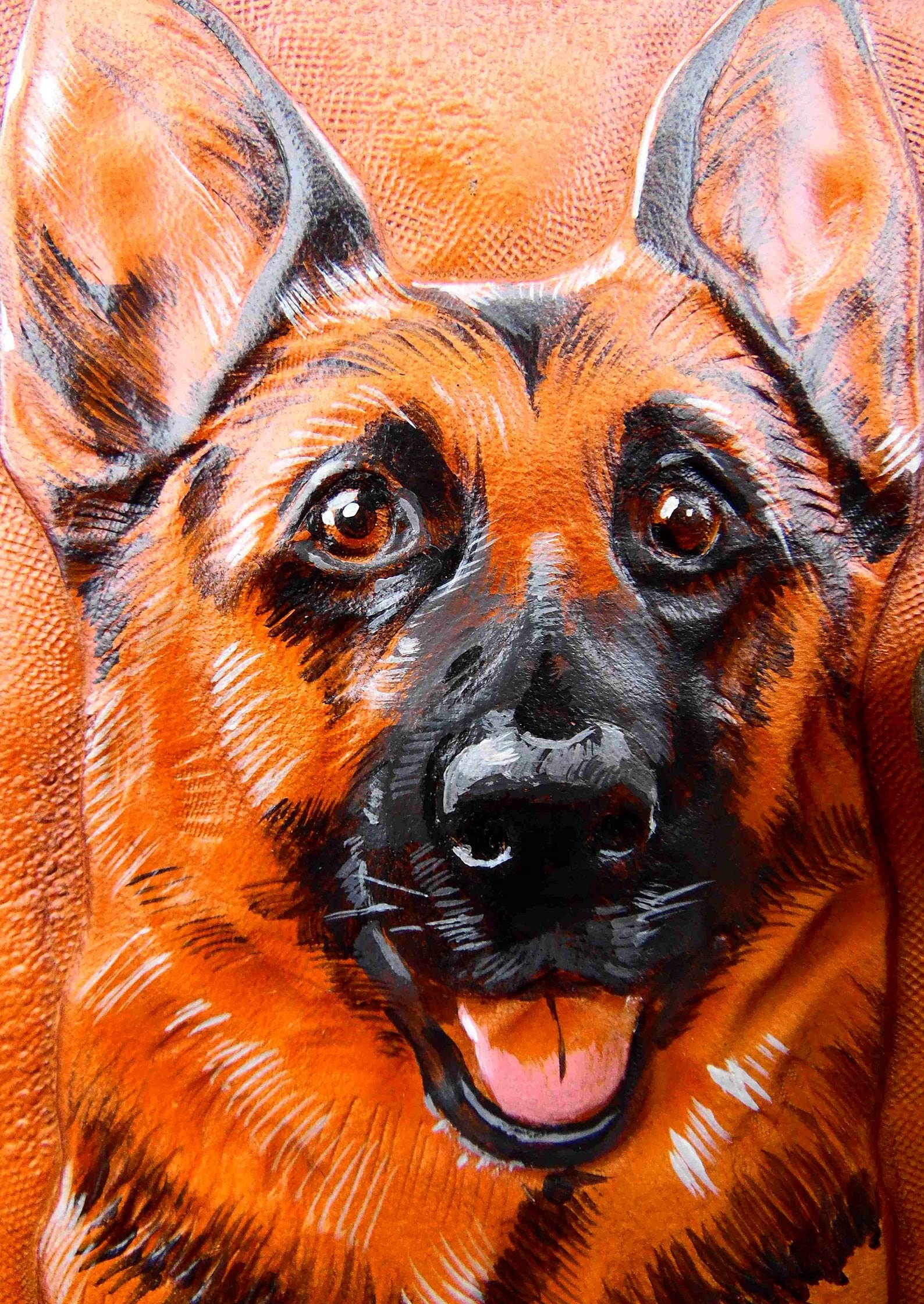 Handmade 3D Genuine Leather Wallet for Men - Custom Carved & Tooled Biker Wallet with Airbrush Art - Personalized German Shepherd Design - Perfect Gift for Motorcycle Riders & Leather Enthusiasts