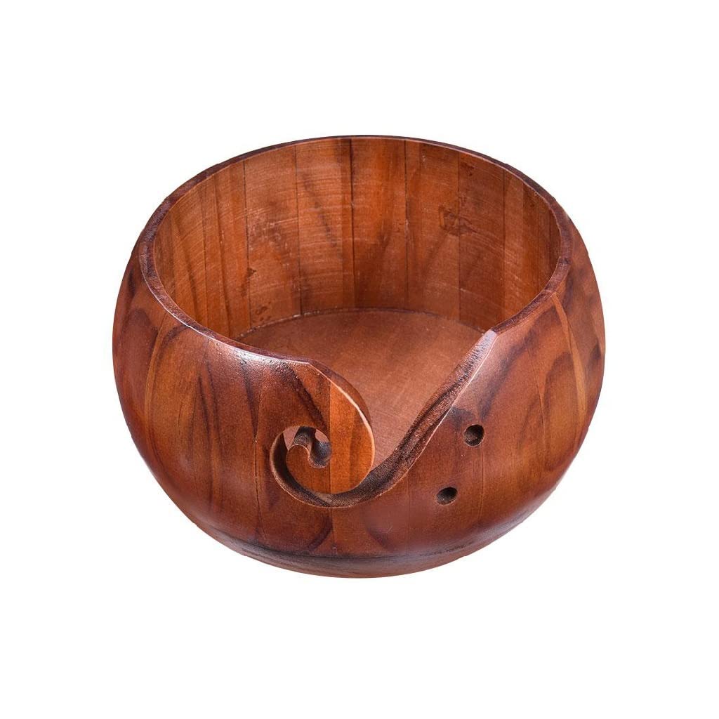 Handmade Wooden Yarn Storage Bowl - Knitting & Crochet Organizer Box for Sewing Supplies - Perfect for Craft Room, DIY Projects & Gift Wrapping Accessories