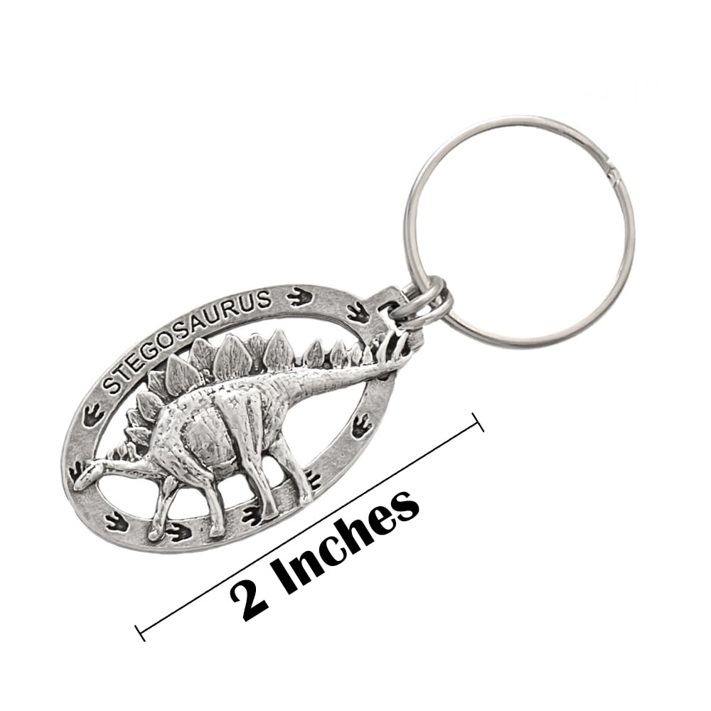 Handmade Pewter Stegosaurus Dinosaur Keychain - 2