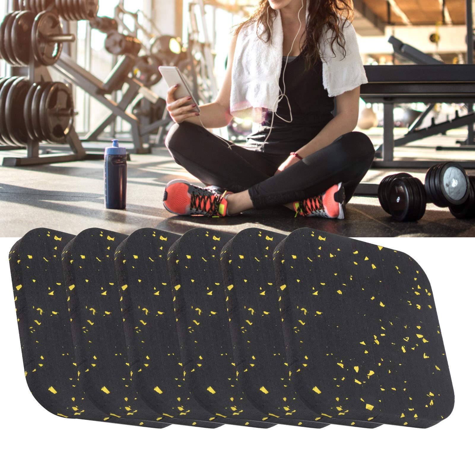 Premium Non-Slip Exercise Equipment Mat - Shock Absorbing, Sound Insulating & Wear-Resistant Gym Floor Mat for Treadmills, Yoga, Home Workouts (Black & Yellow) - Perfect for Home Gyms, Fitness Studios & Noise Reduction