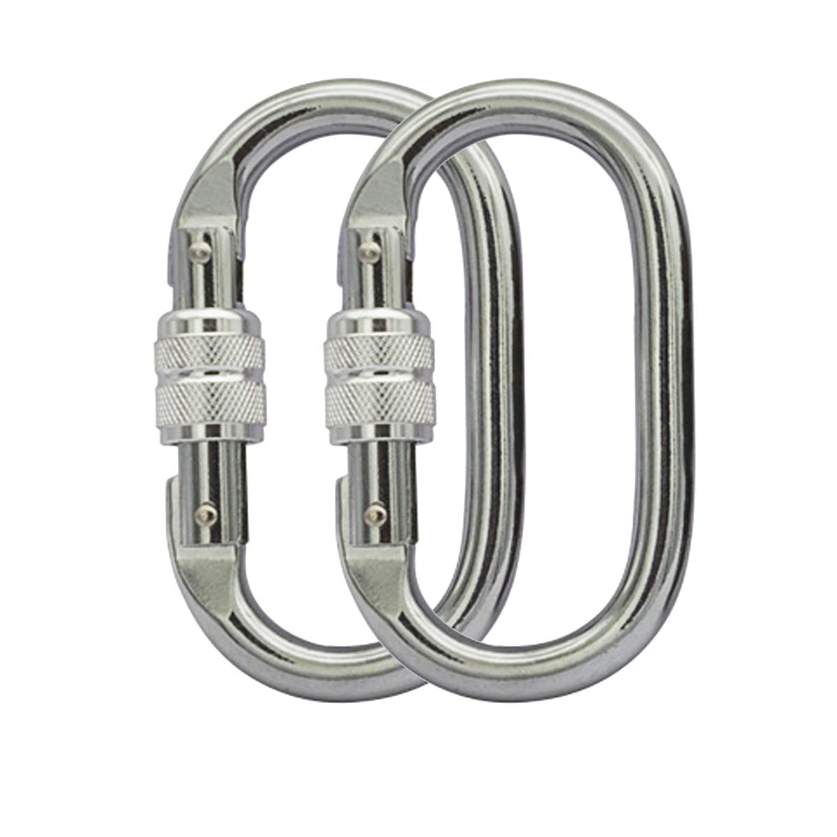 Heavy Duty Locking Climbing Carabiner Clip - Blue CE Certified 25kN (5600 LB) Industrial Strength Twist Lock Carabiner for Rock Climbing, Rigging, Hammocks & Camping Gear - Perfect for Outdoor Adventures & Safety Equipment