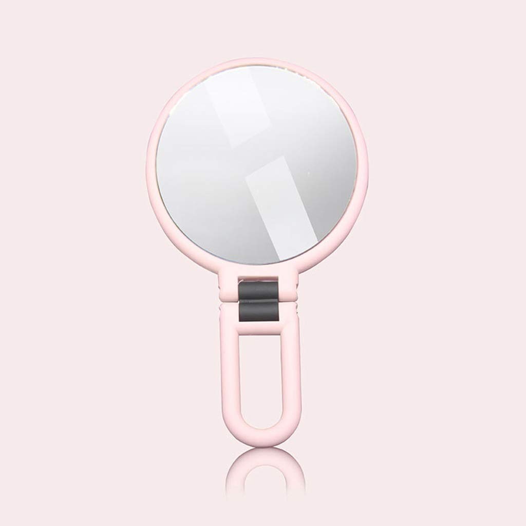 Double Sided Magnifying Hand Mirror - 5X Magnification & Folding Handle, Portable Travel Makeup Mirror for Precise Eyebrow Shaping, Makeup Application & Skincare (Color: Black) - Perfect for Travel, Home Vanity & Professional Makeup Artists