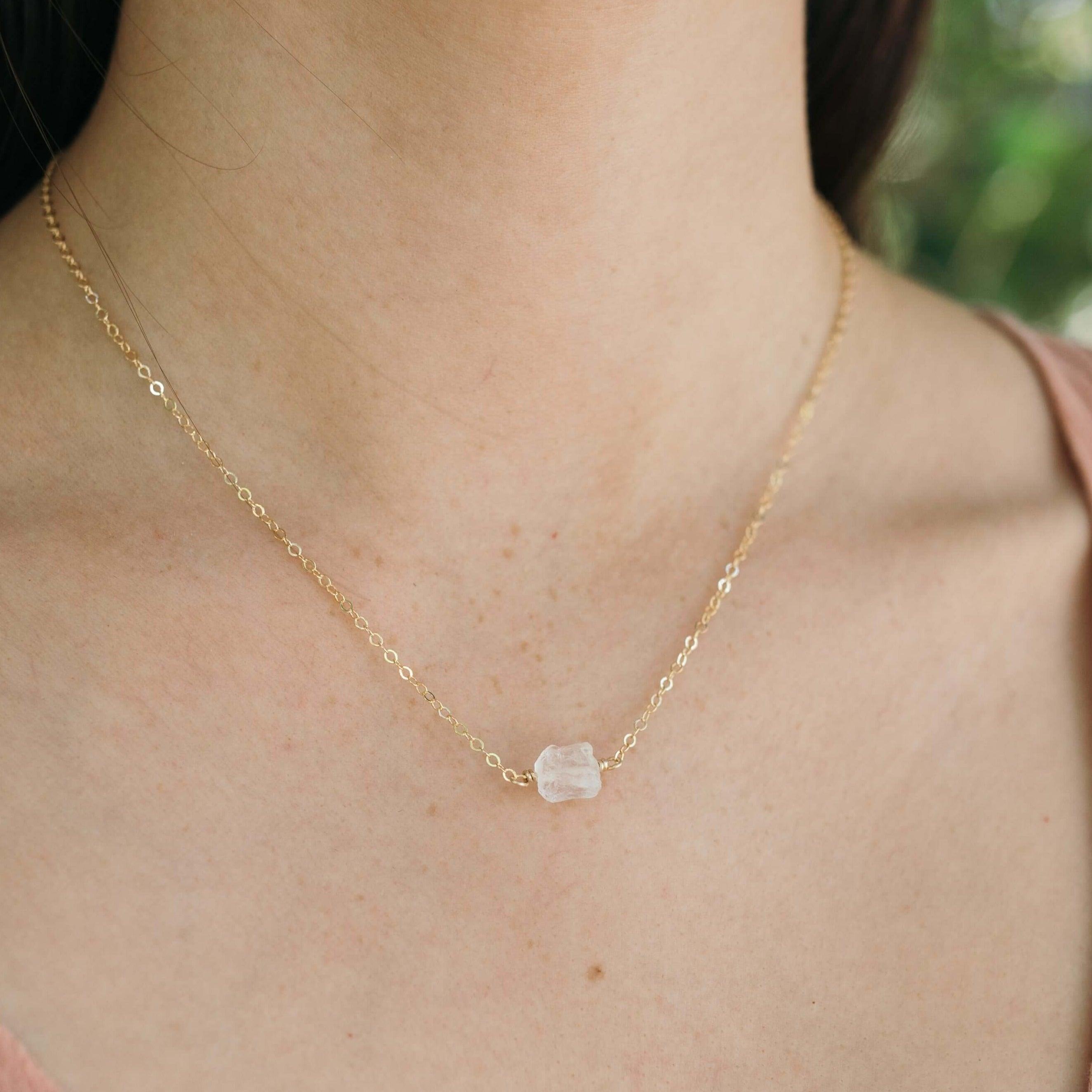 Natural Raw Quartz Crystal Nugget Necklace – Handmade Boho Jewelry for Women – Perfect for Meditation, Healing & Spiritual Gifts