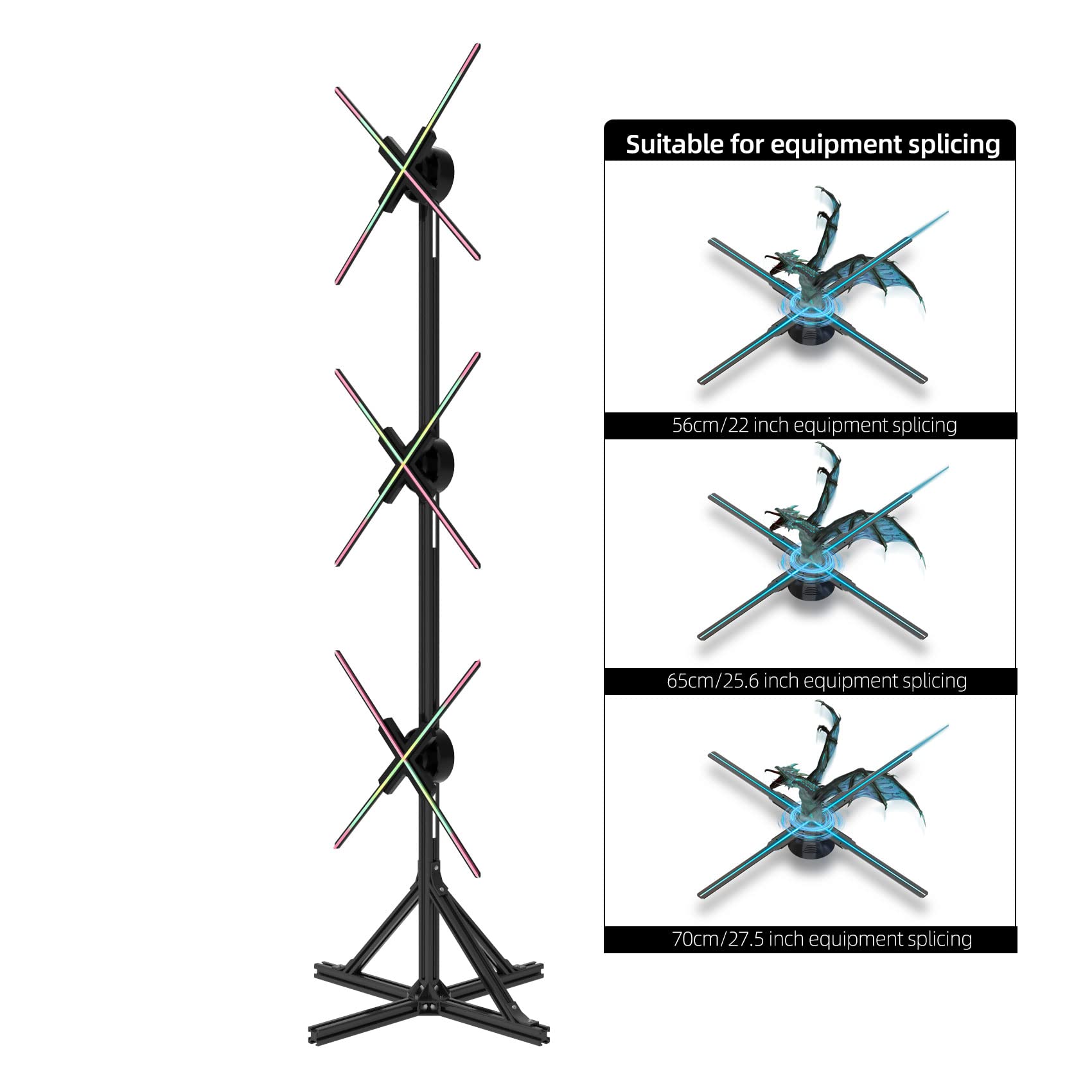3D Hologram Fan Splicing Bracket - Aluminum Mounting Kit for 22-27.5 Inch LED Fans | No Fan Included | Easy Assembly for Trade Shows, Exhibitions & Advertising Displays | Perfect for Retail Stores, Events and Digital Signage