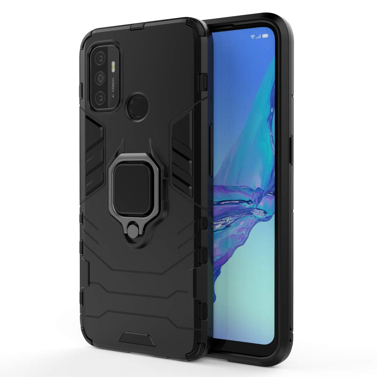 OnePlus 8T Case with 360° Rotating Ring Holder & Magnetic Car Mount - Shockproof Protective Cover for OnePlus 8T (Black) - Perfect for Driving, Watching Videos & Hands-Free Use