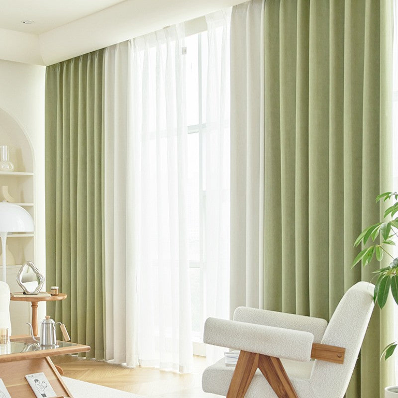 Poppy Sage Green & Cream Color Blocking Blackout Curtains - Thermal Insulated Room Darkening Drapes for Bedroom, Living Room & Nursery - Noise Reducing & Energy Efficient Window Treatments