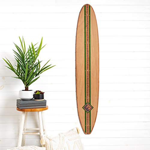 Wooden Surfboard Growth Chart for Kids - Classic Cream Longboard Design | Perfect for Nursery, Beach House & Kids Room Decor
