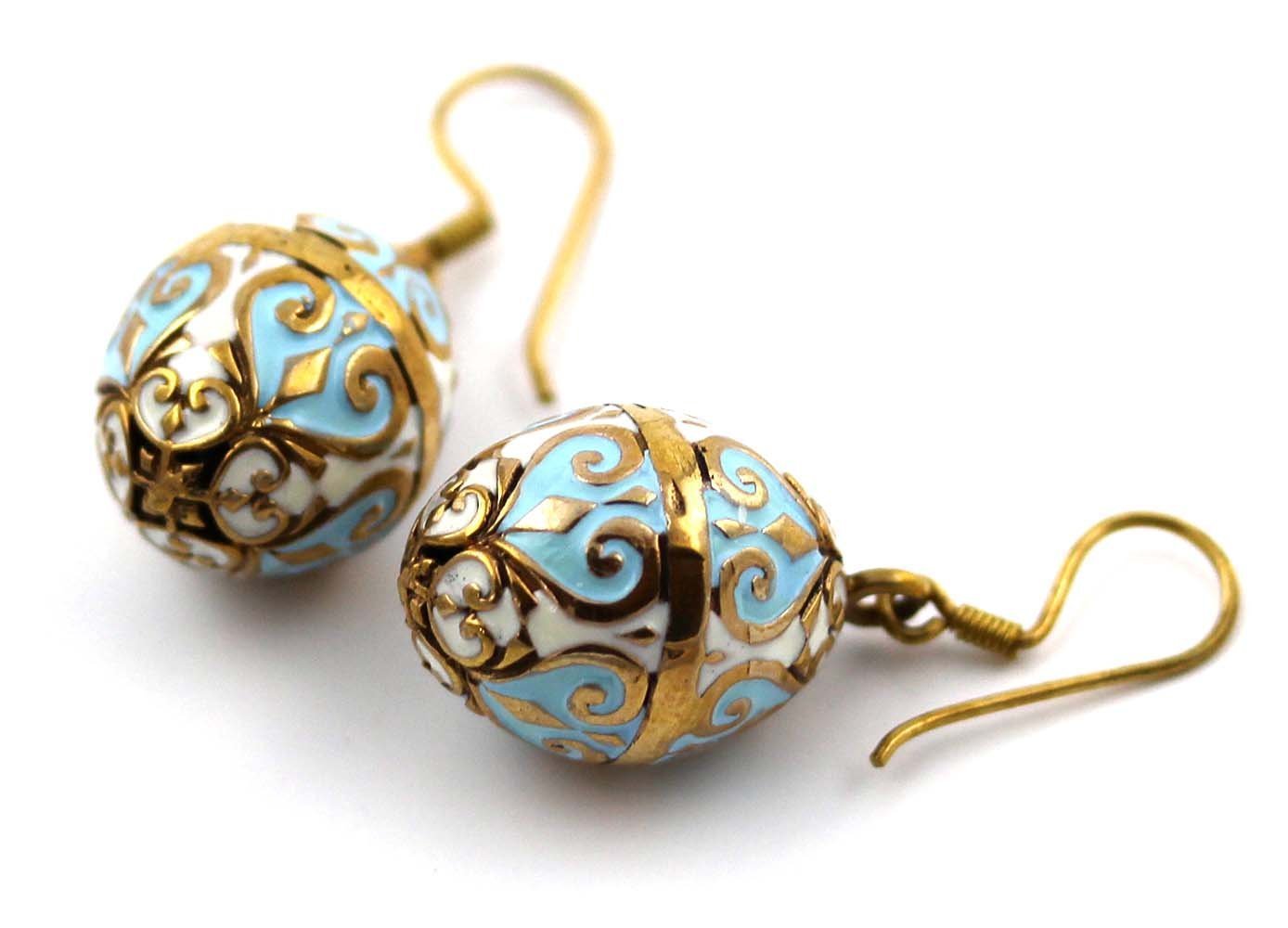 LynnAround Bronze Multicolor Enameled Egg Earrings - Handmade Russian Style Easter Jewelry with Fish Hook (Made in Thailand) - Perfect for Easter Gifts, Holiday Decor & Boho Fashion Accessories