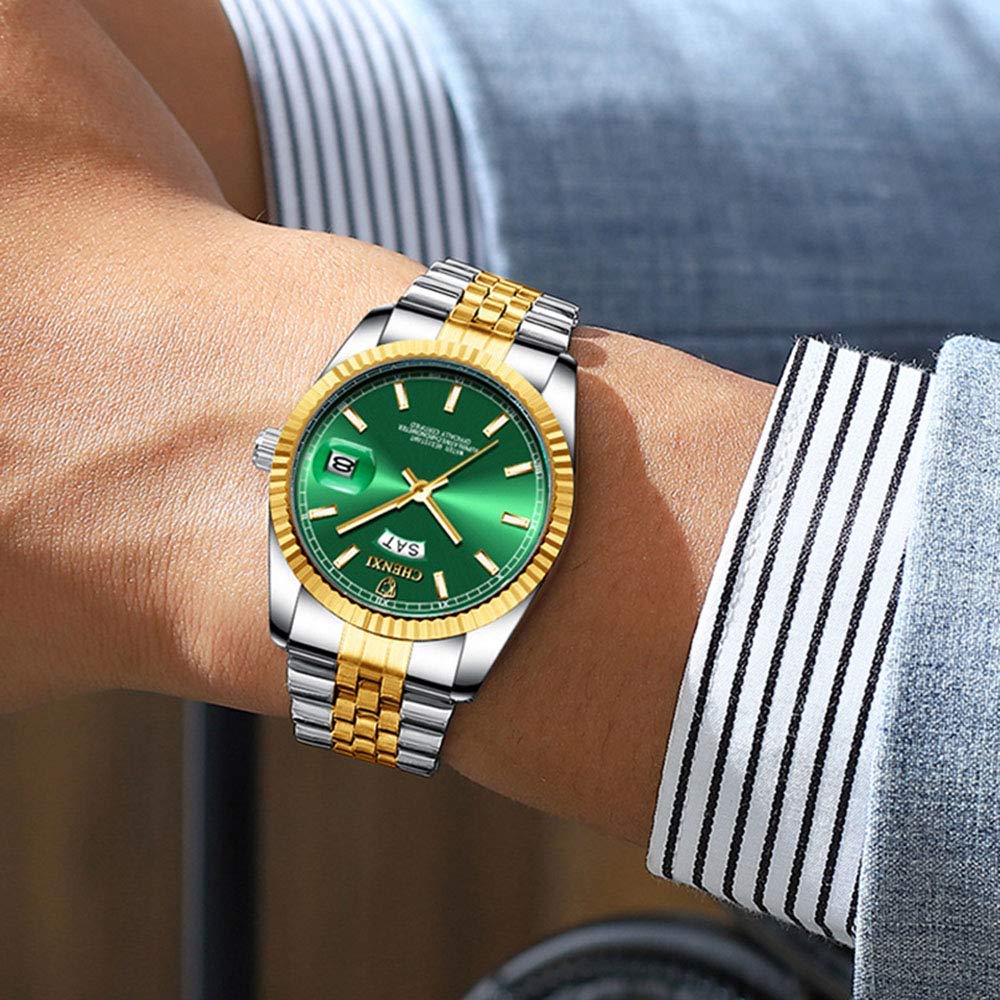 Premium Stainless Steel Men's Business Casual Watch - Waterproof Analog Quartz Watch with Date & Week Display - Perfect for Office, Dating & Sports Activities