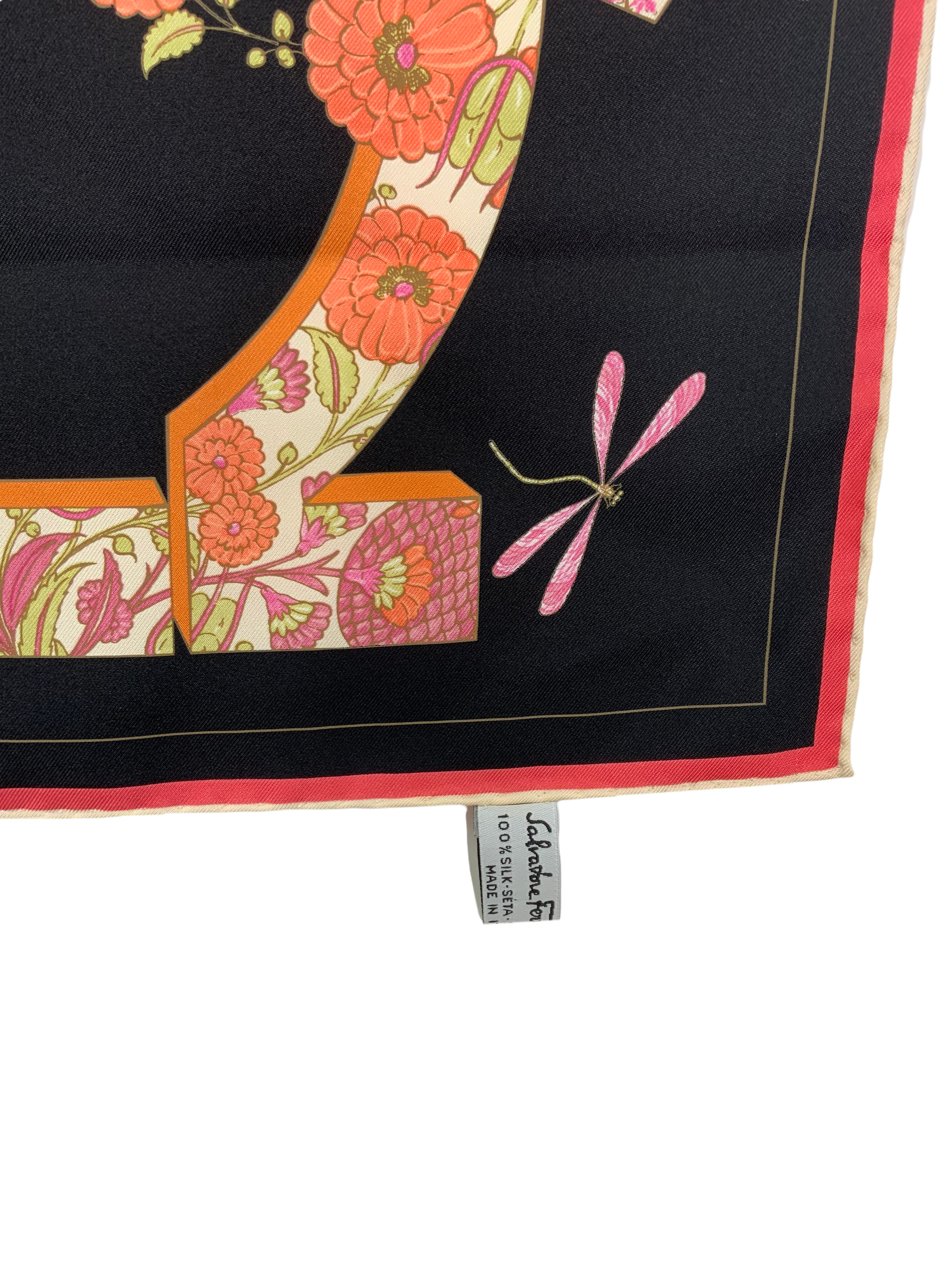 Salvatore Ferragamo Gancini Floral Print Small Silk Scarf for Women - Luxury Fashion Accessory for Spring Outfits & Gift Giving