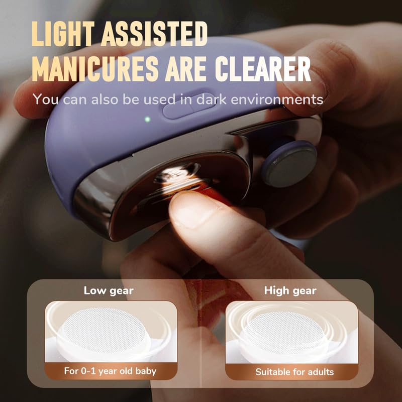 2 in 1 Electric Nail Clipper & Polisher - Automatic Toenail Trimmer with LED Light for Adults & Babies | Perfect for Home Pedicures & Travel Nail Care (2025 New Model)