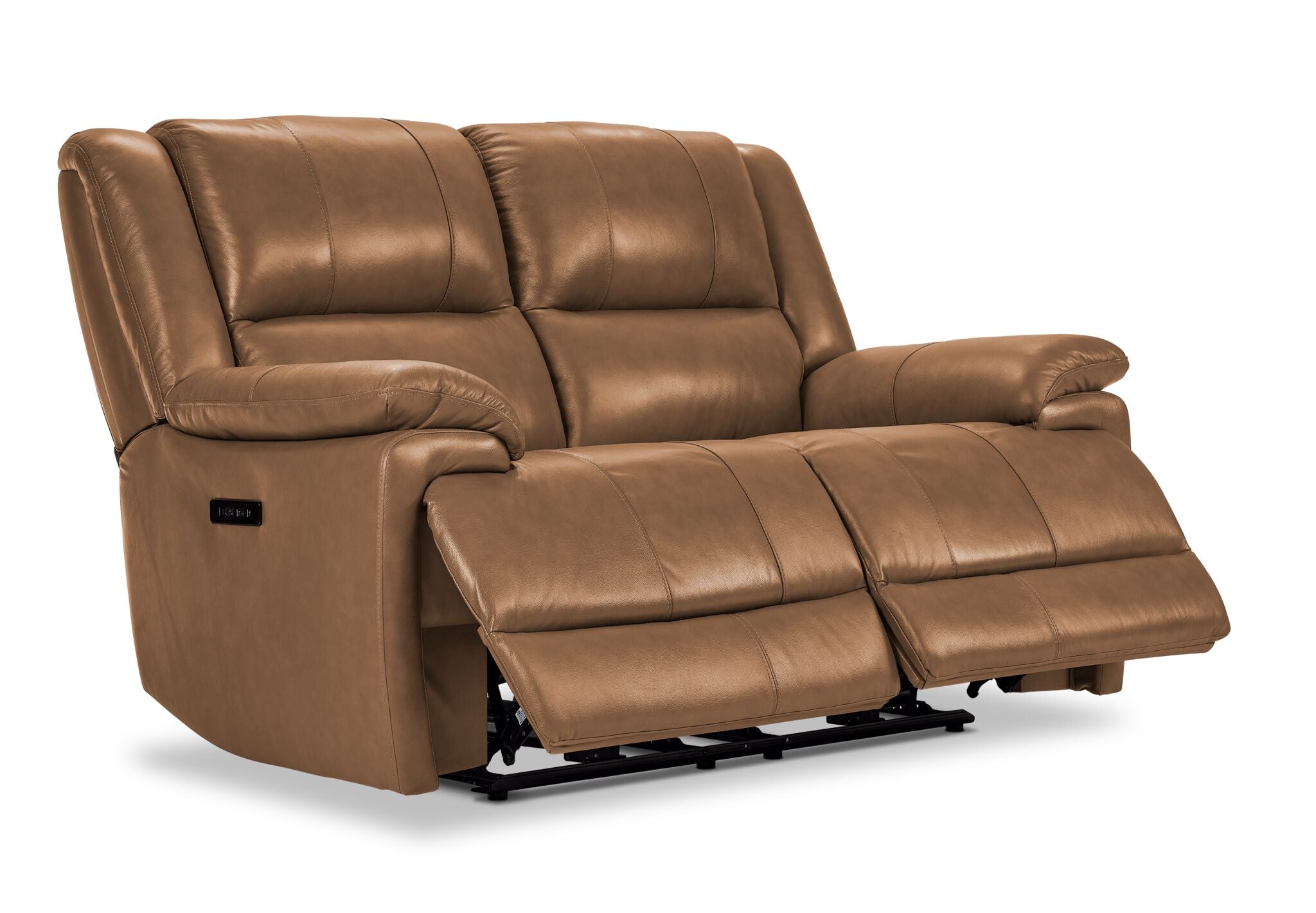 Allie Leather Dual Power Reclining Loveseat - Genuine Leather, Adjustable Headrest & Lumbar Support, USB Charging Ports - Perfect for Living Room, Home Theater & Small Spaces (Canyon Brown)