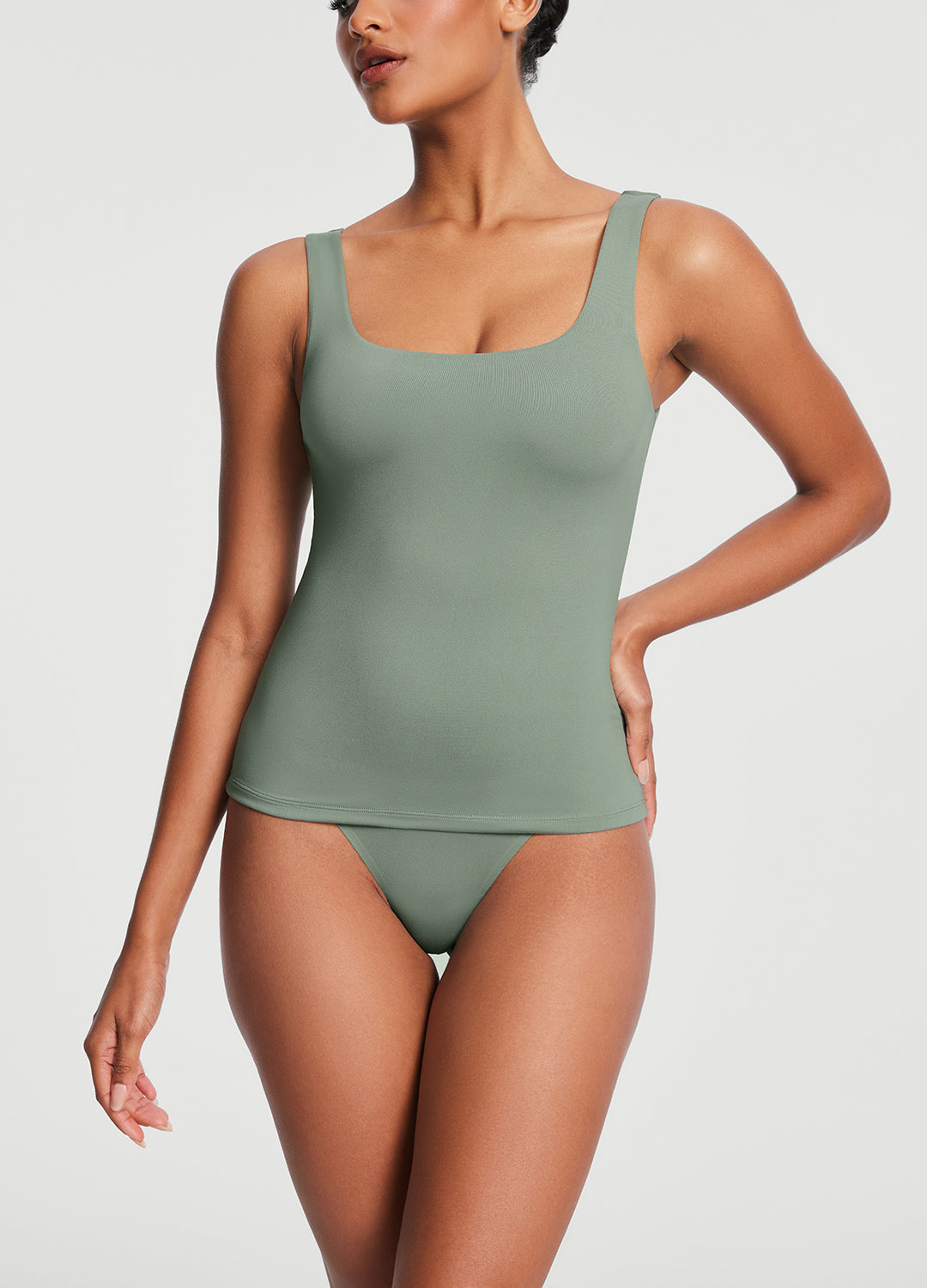 Square Neck Tank Top for Women - Soft Stretchy Summer Sleeveless Shirt - Casual Workout Yoga Beach Wear