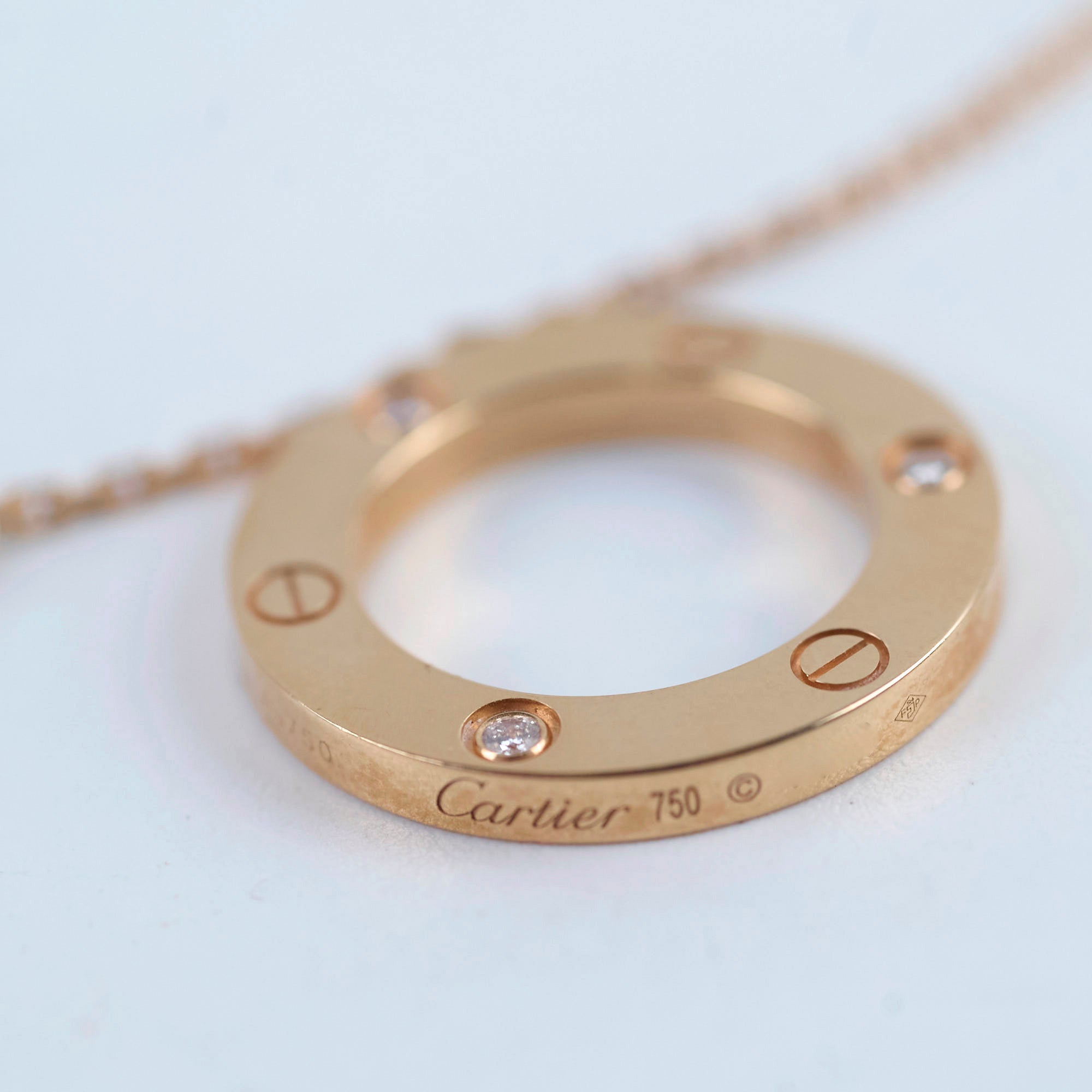 Cartier Love Necklace 18K Rose Gold with 3 Diamonds - Elegant Jewelry Gift for Women, Anniversary & Valentine's Day