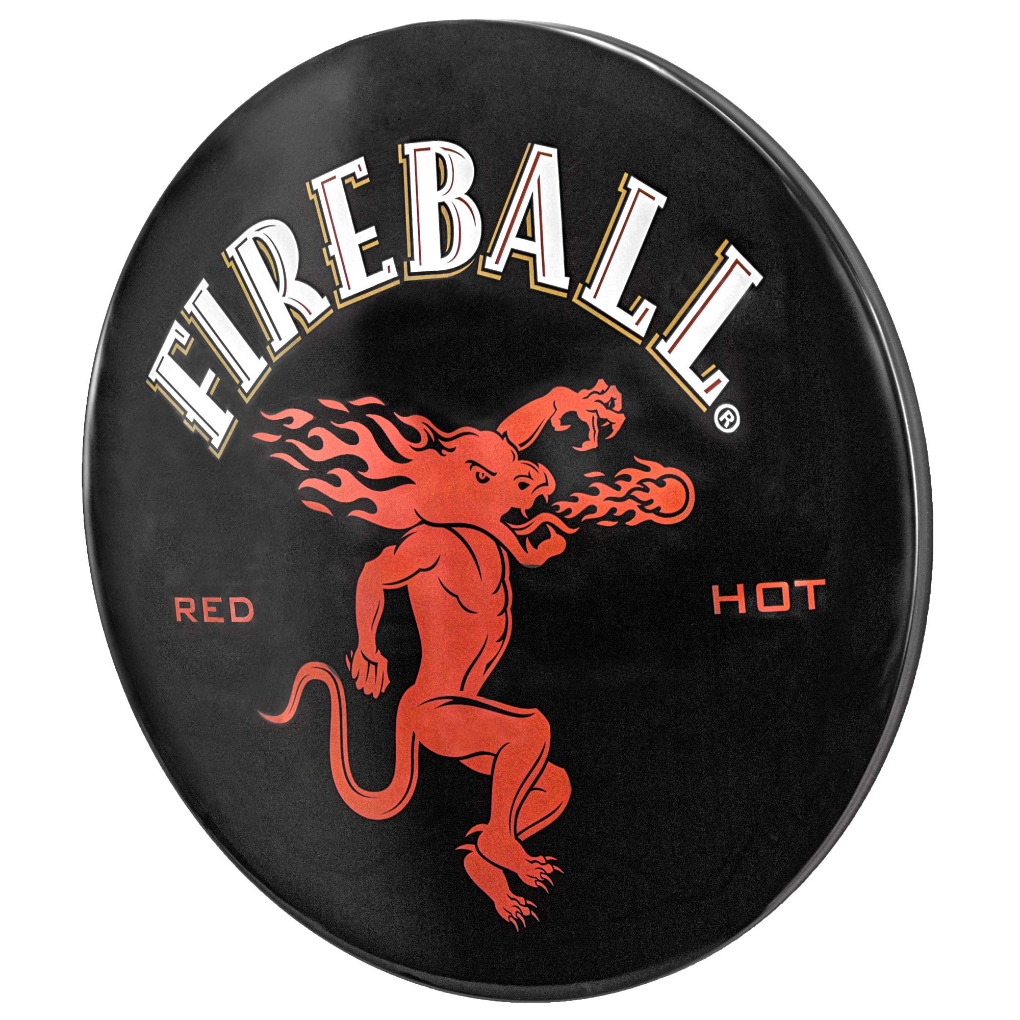 Retro Dome Metal Wall Art - Fireball Whiskey Sign for Bar, Man Cave & Home Decor