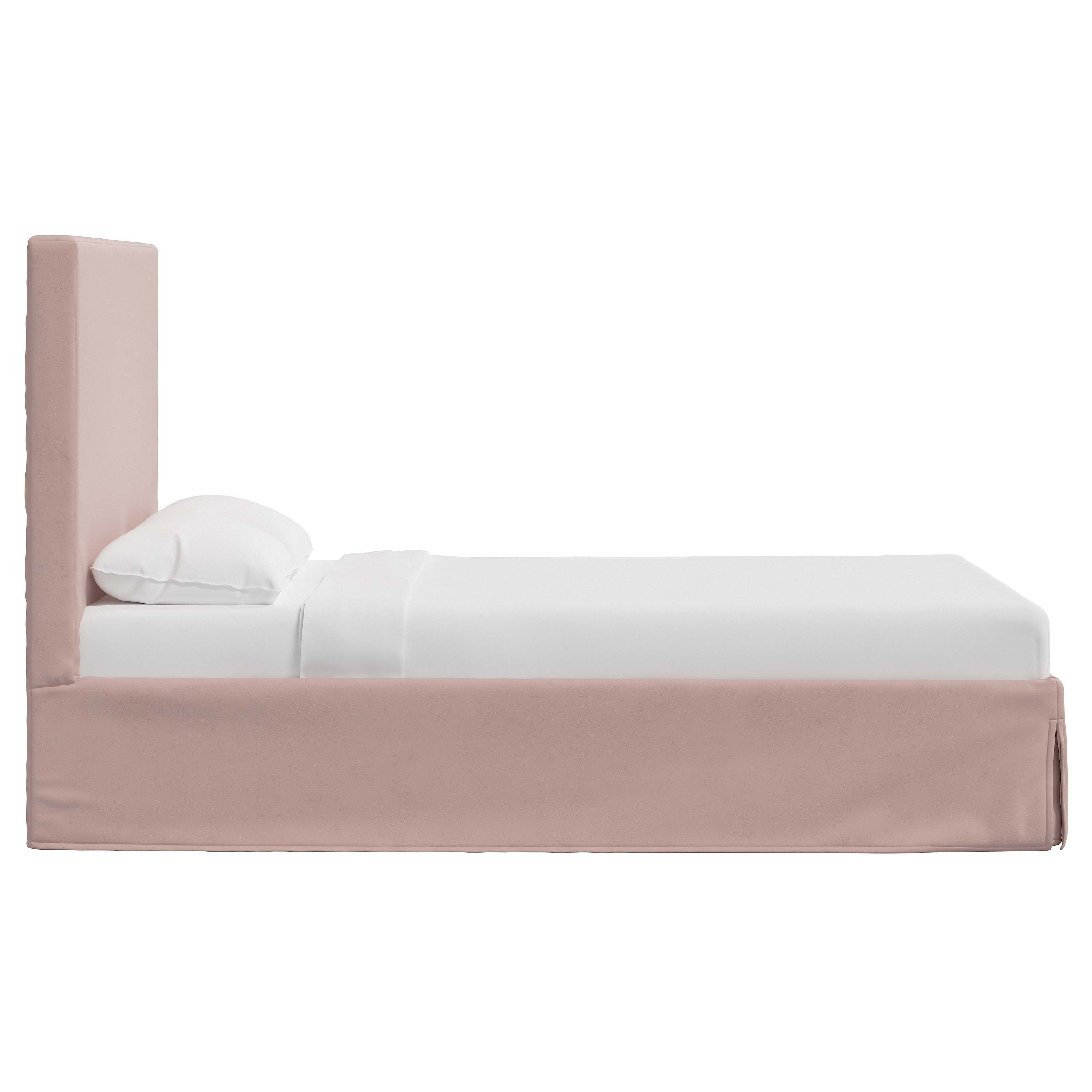 Violet Slipcovered Bed - Soft Washable Fabric Upholstered Queen Size Bed Frame with Headboard - Perfect for Modern Bedrooms, Guest Rooms & Cozy Home Decor