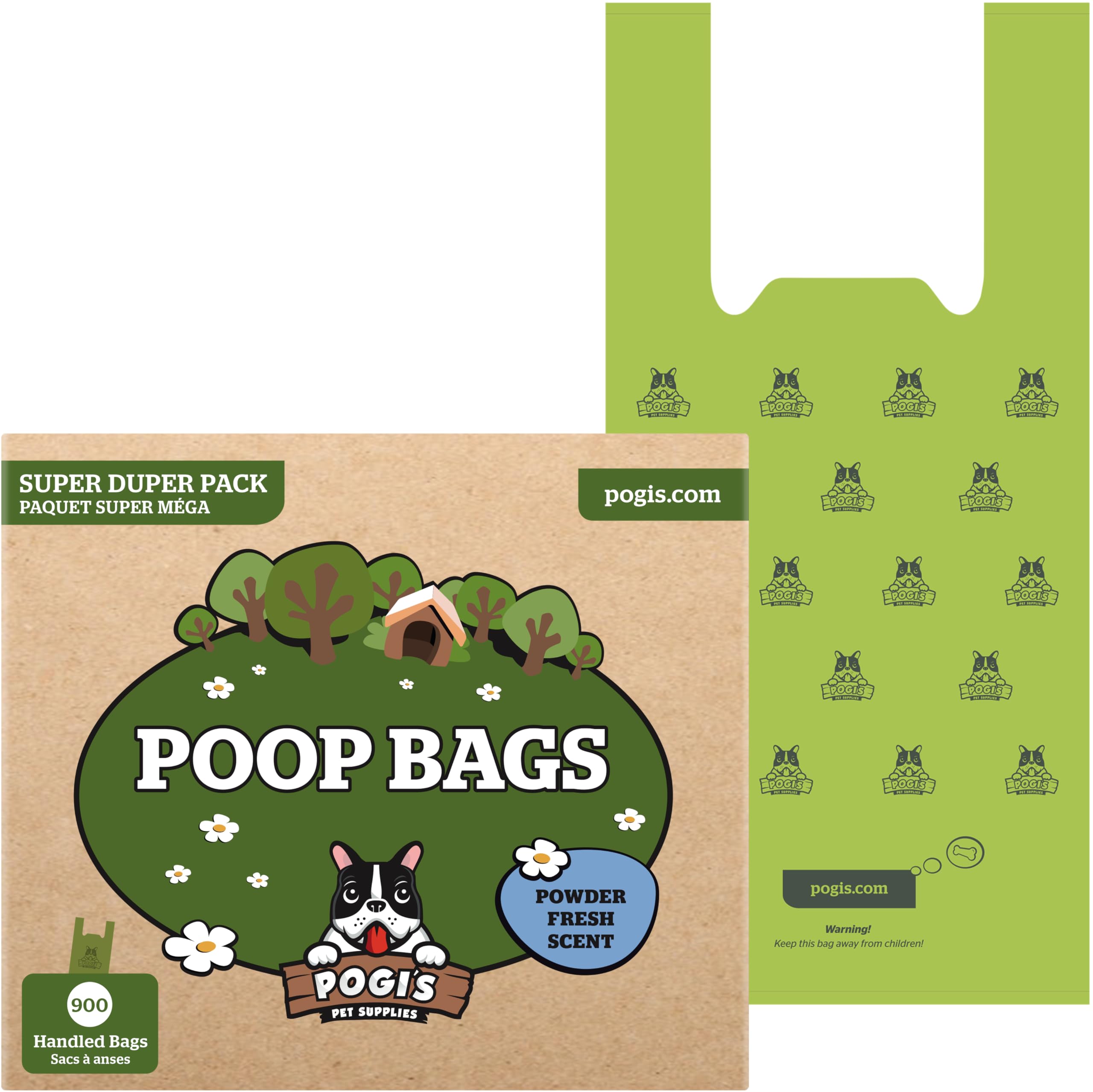 Pogi's 900 Count Dog Poop Bags with Handles - Extra Thick Leak-Proof Scented Waste Bags for Dogs & Cats | Easy-Tie Design for Convenient Cleanup During Walks, Park Visits & Backyard Cleanup