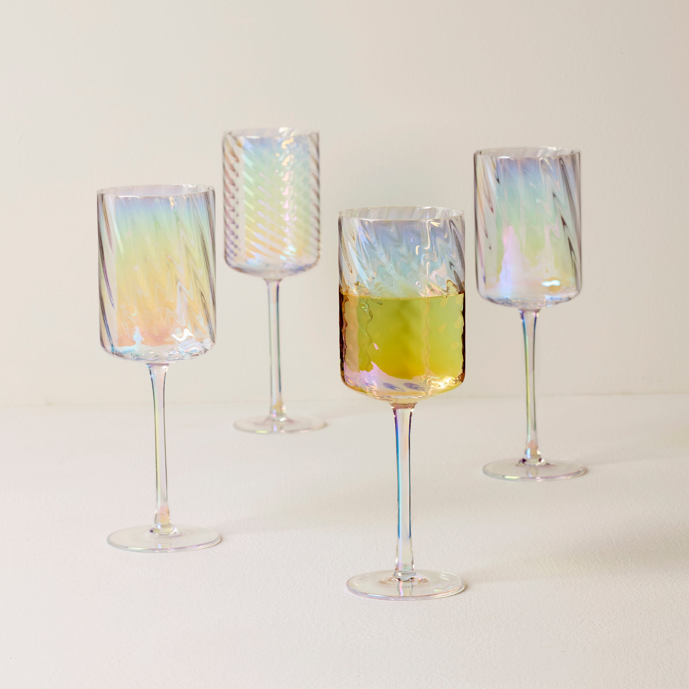 Premium Tuscany Classic Iridescent White Wine Glasses Set of 4 - Elegant Stemware for Dinner Parties, Weddings & Fine Dining