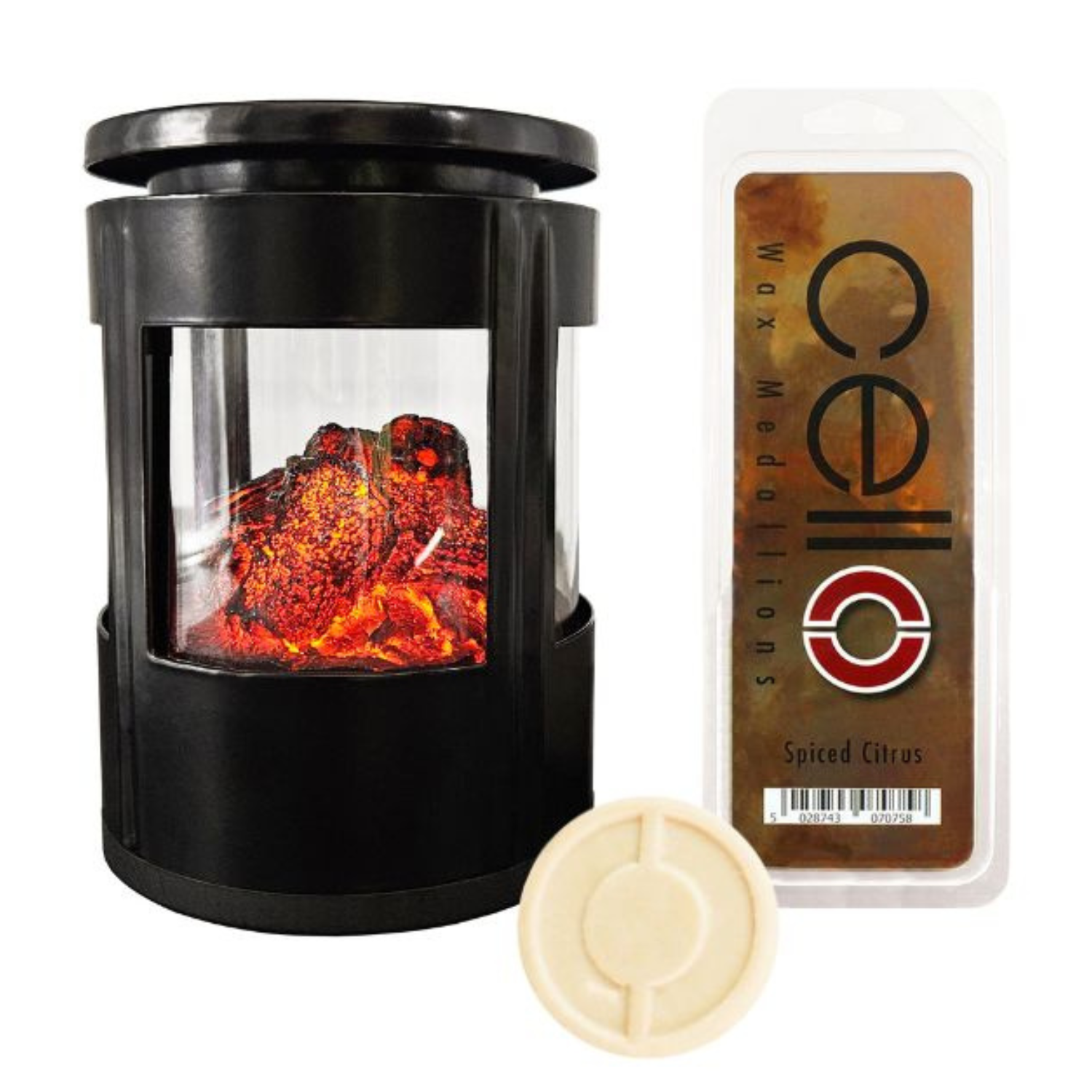 Cello Flickering Embers Electric Wax Warmer with Spiced Citrus Scented Wax Melts - Perfect for Home Aromatherapy, Relaxation & Holiday Decor