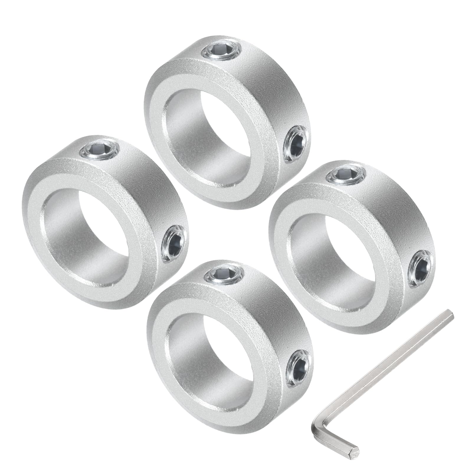 uxcell 16mm Shaft Set Screw Collar - 4pcs Aluminum Alloy Clamping Collars 26mm OD, 10mm Thickness with M6 Set Screws & Wrench - Perfect for Machinery, Robotics & DIY Projects