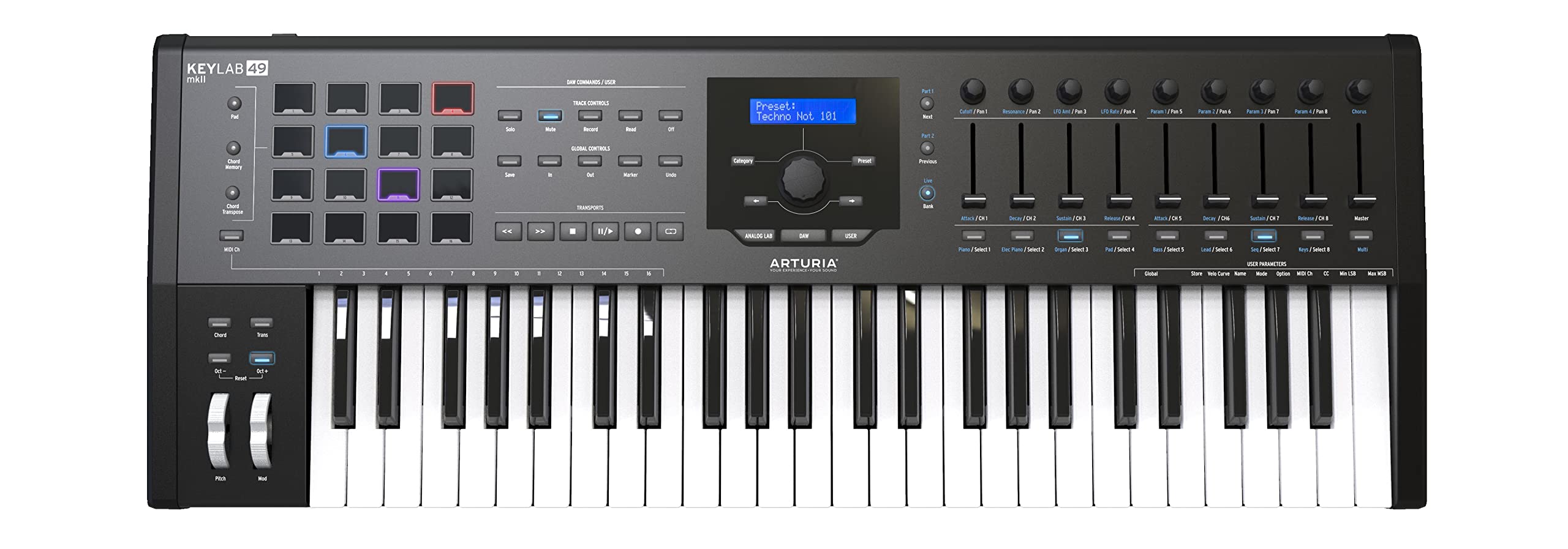 Arturia KeyLab 49 MkII 49-Key MIDI Keyboard Controller with Headphones, Sustain Pedal & Polishing Cloth - Professional Music Production for Home Studio, Live Performance & Beat Making