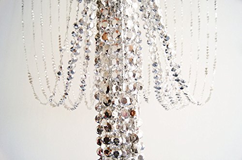 3 ft x 6 ft Iridescent Silver Plastic Crystal Beaded Curtain - Door Window Room Divider Wall Decor for Bedroom, Living Room, Wedding & Party Decorations