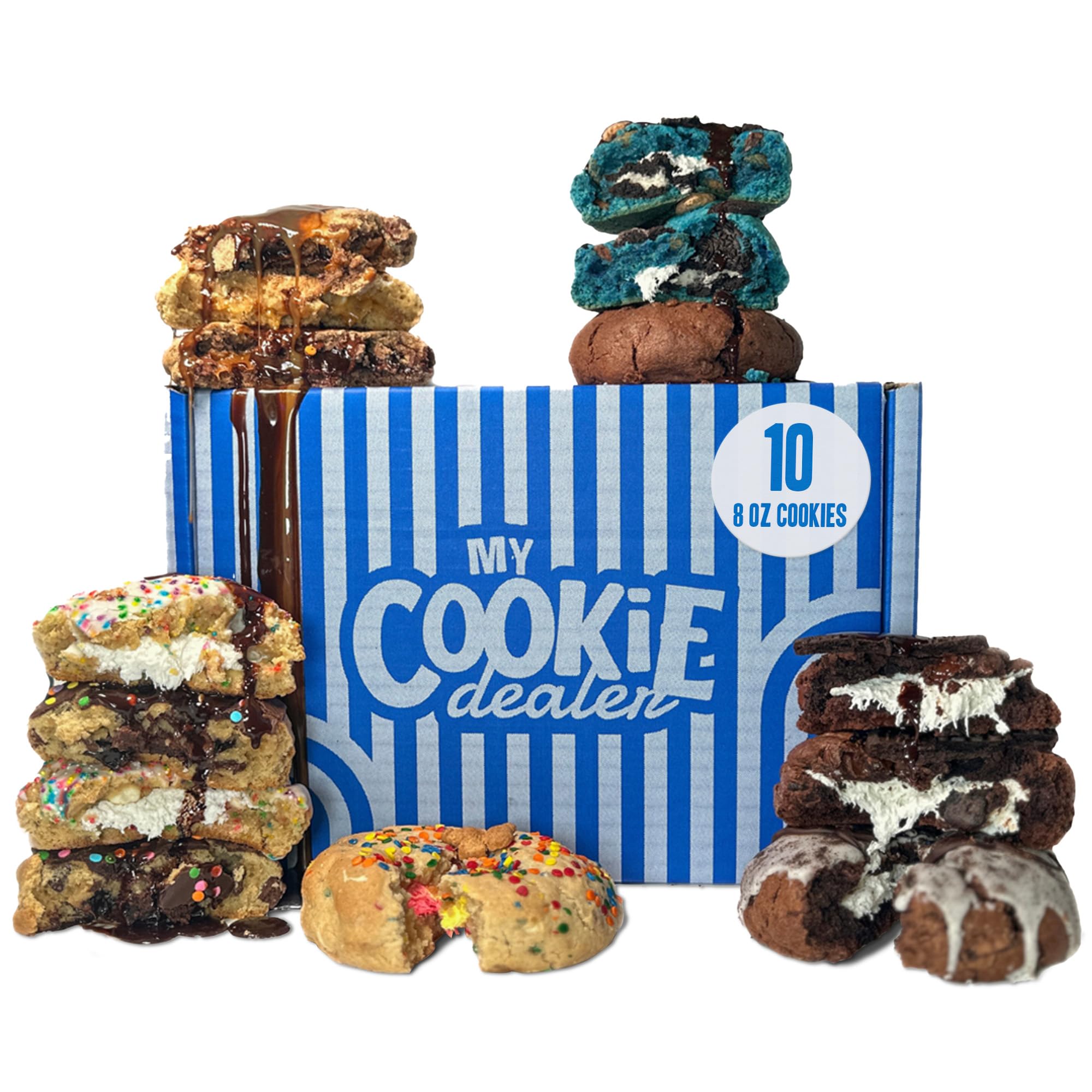 My Cookie Dealer Fresh Baked Cookies - 10-Pack Individually Wrapped 8oz Cookies | Perfect Travel Snacks for Road Trips, Office Treats & Gift Baskets