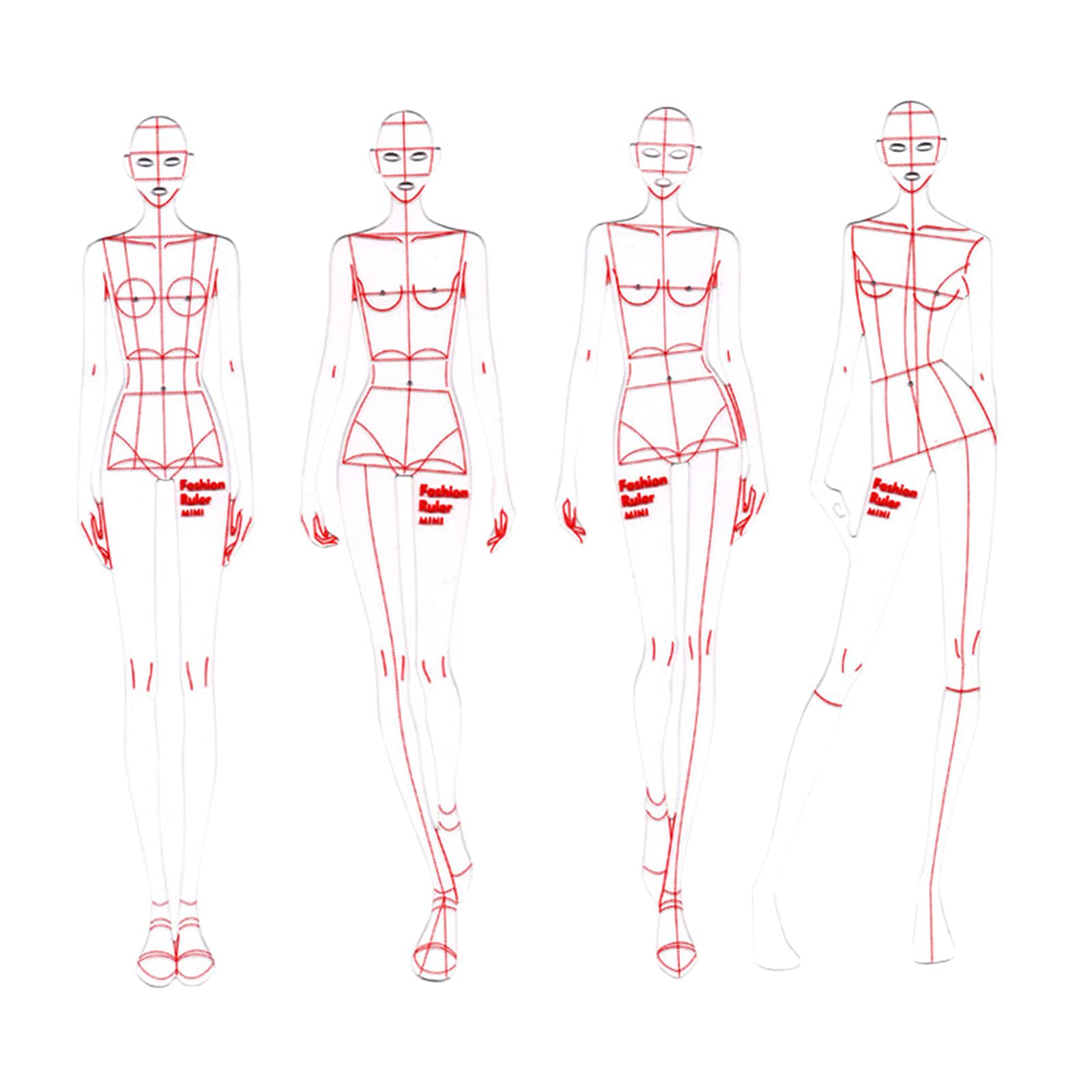 4-Piece French Curve Ruler Set for Sewing, Dressmaking & Fashion Design - Tailor's Template for Human Body Patterns - Perfect for DIY Clothing, Costume Making & Professional Garment Design